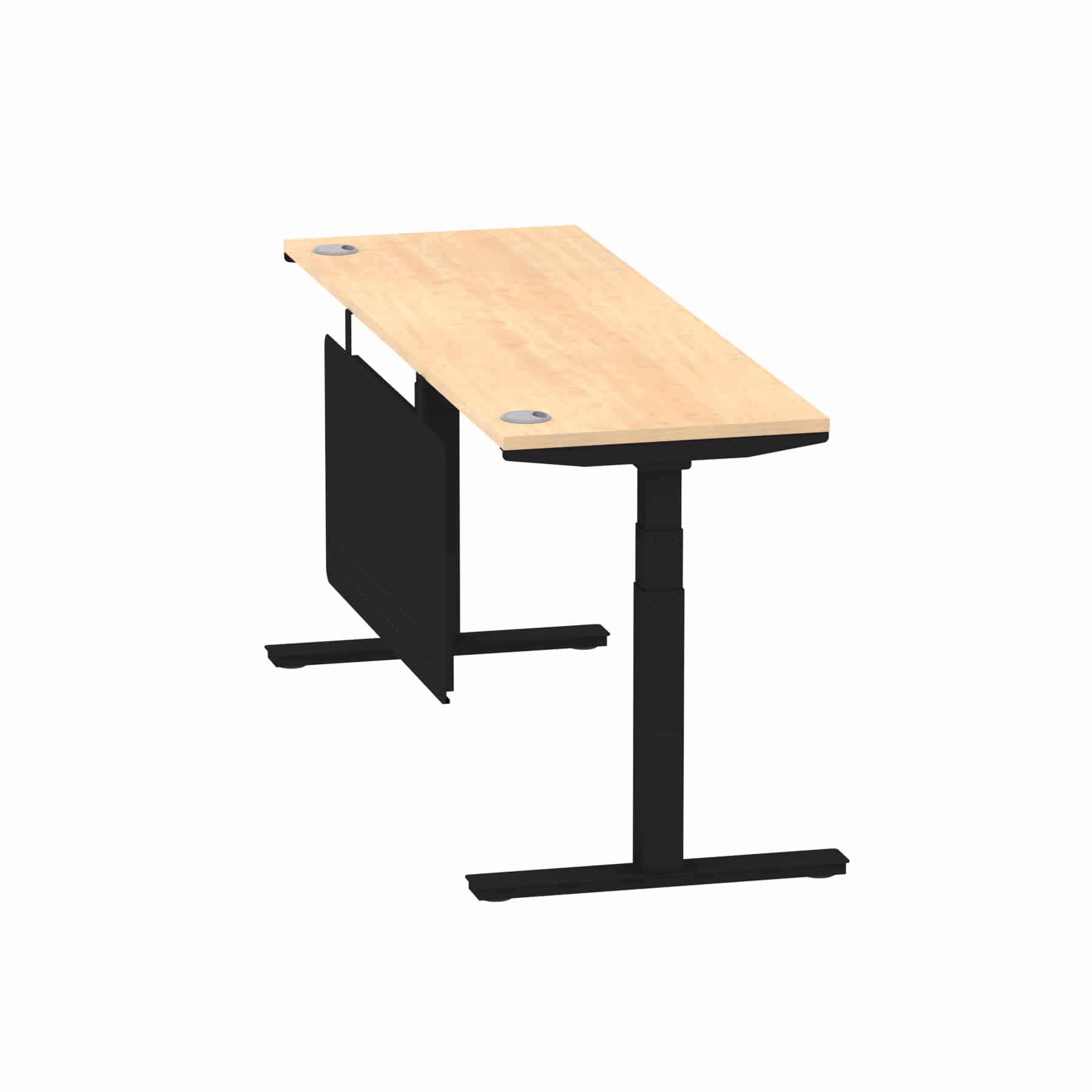 Air Height Adjustable Slimline Desk With Cable Ports With Steel Modesty Panel - Image 258