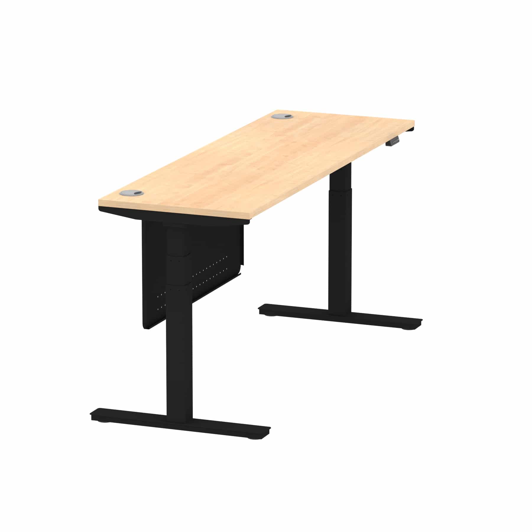 Air Height Adjustable Slimline Desk With Cable Ports With Steel Modesty Panel - Image 259