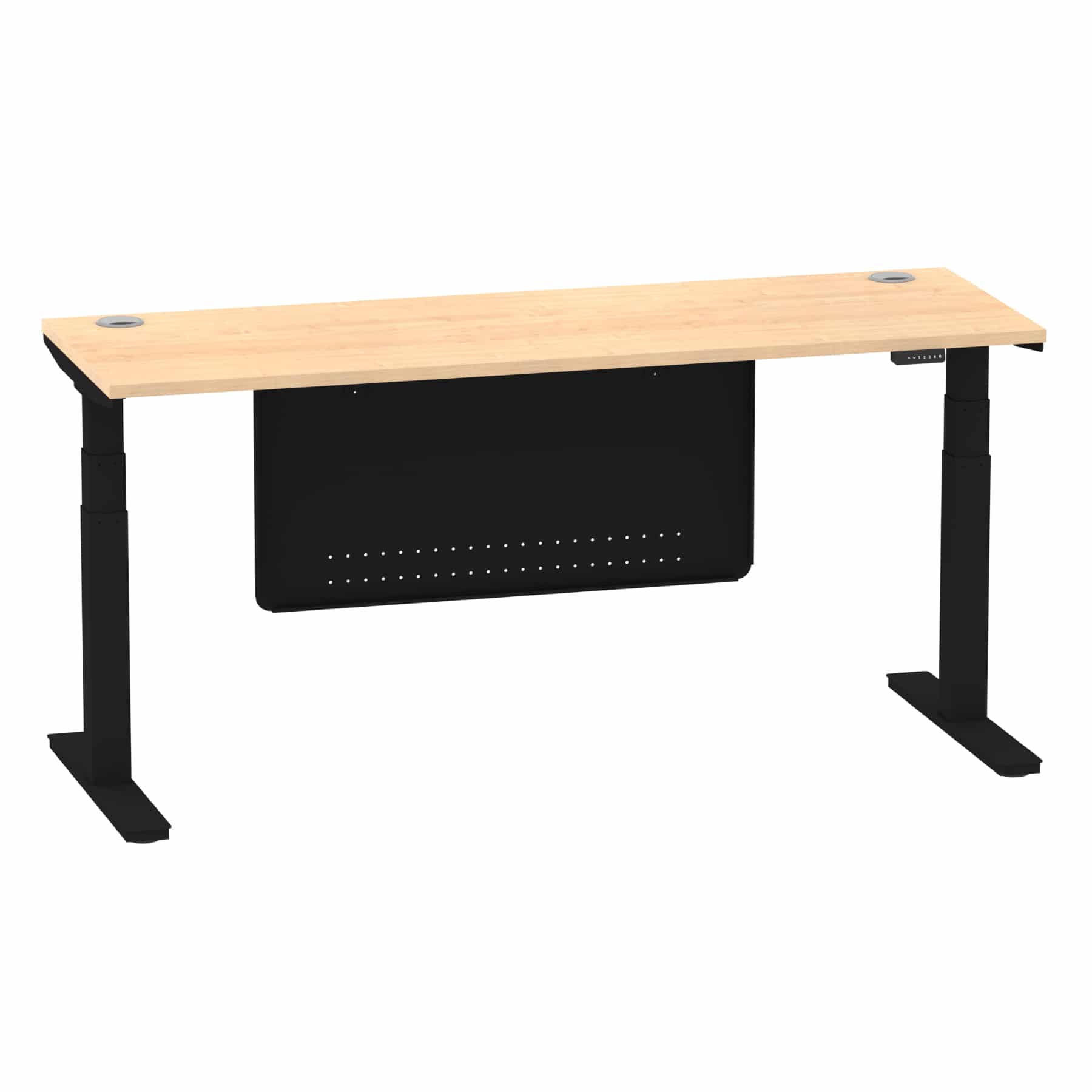 Air Height Adjustable Slimline Desk With Cable Ports With Steel Modesty Panel - Image 260
