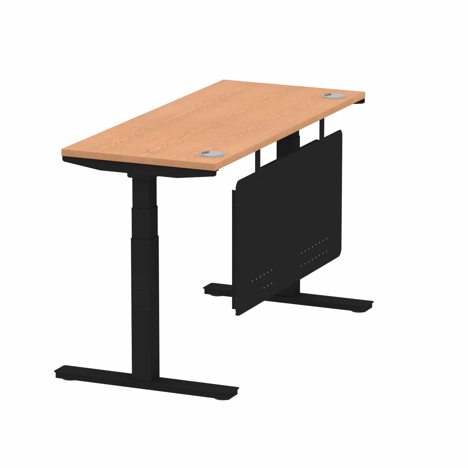 Air Height Adjustable Slimline Desk With Cable Ports With Steel Modesty Panel - Image 117