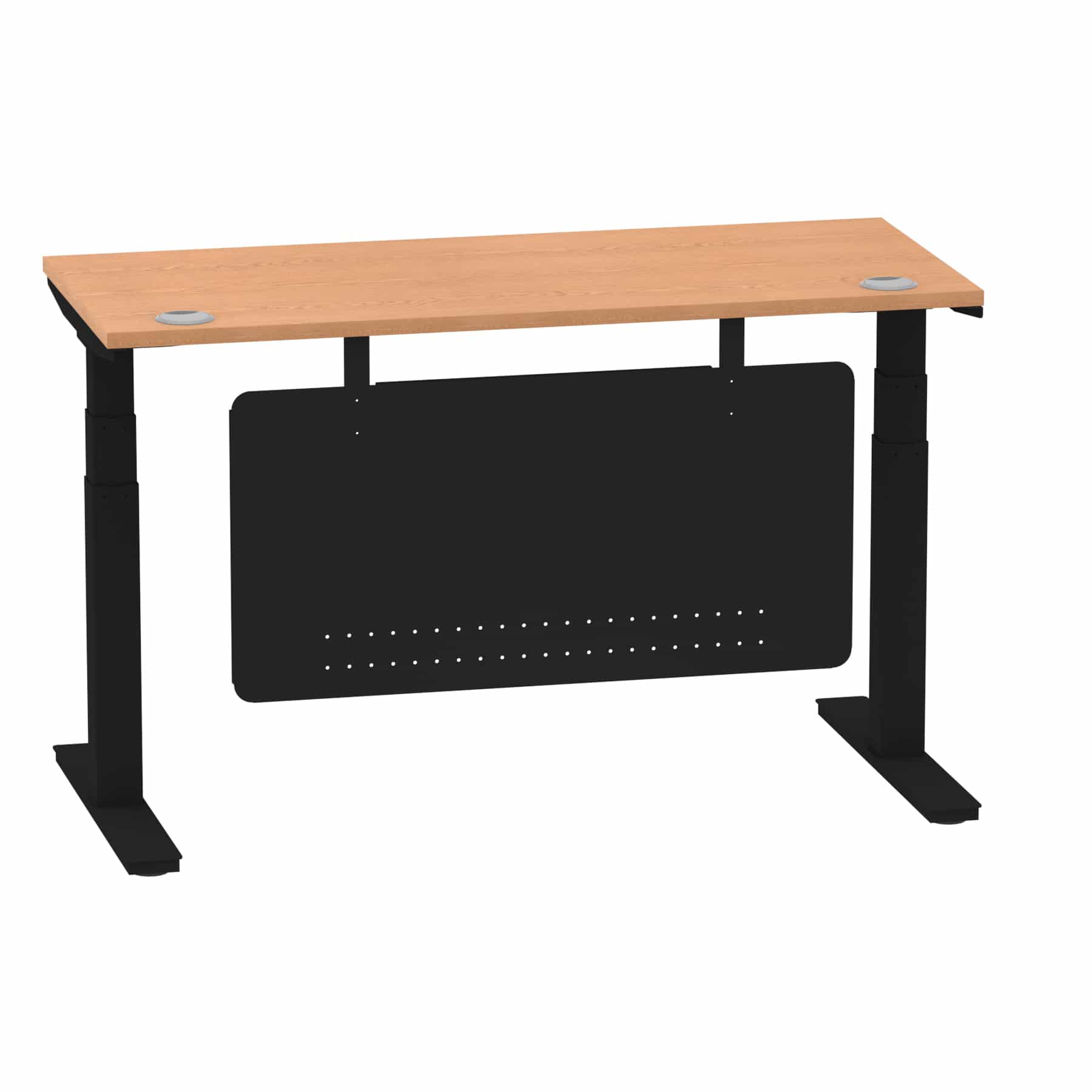 Air Height Adjustable Slimline Desk With Cable Ports With Steel Modesty Panel - Image 118