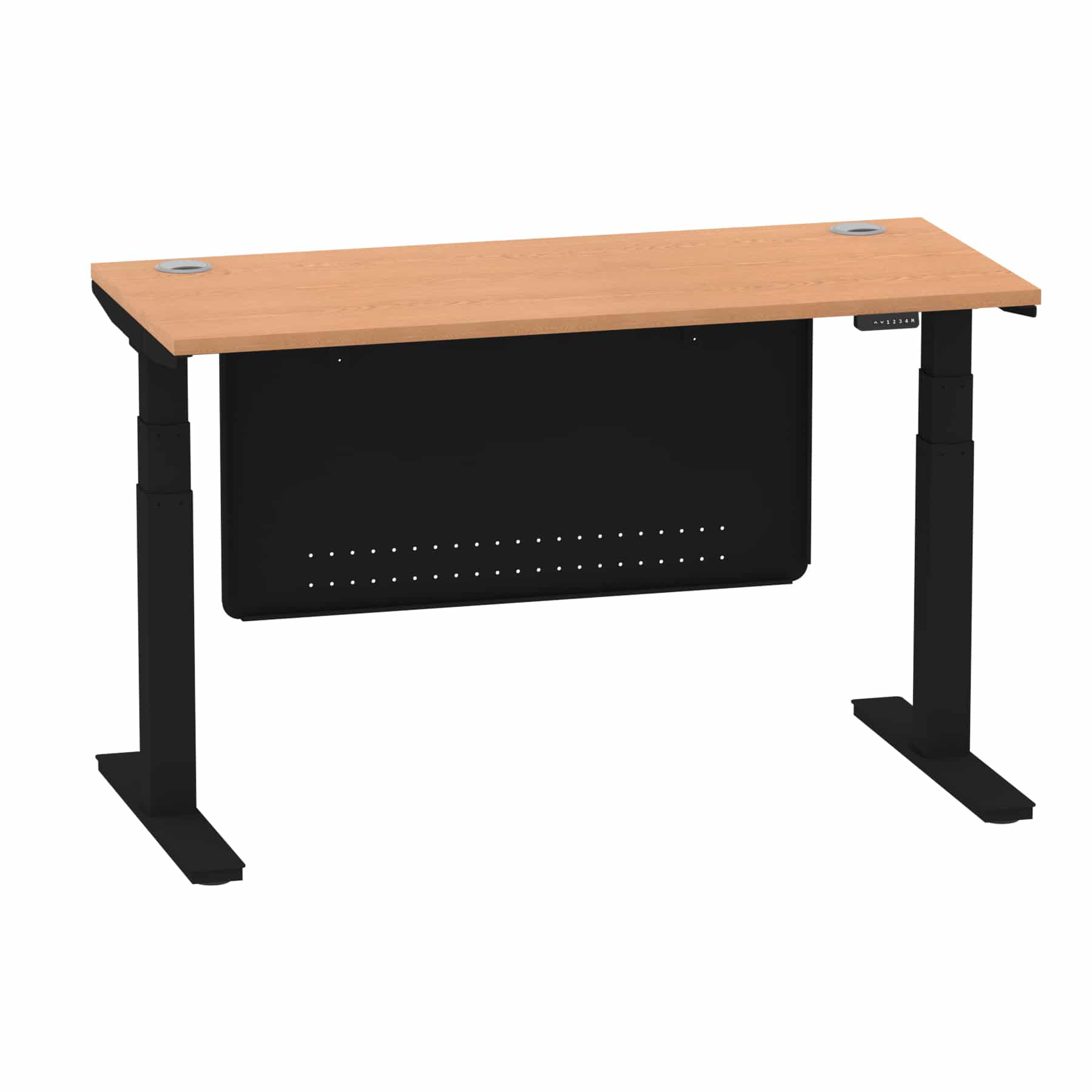 Air Height Adjustable Slimline Desk With Cable Ports With Steel Modesty Panel - Image 122