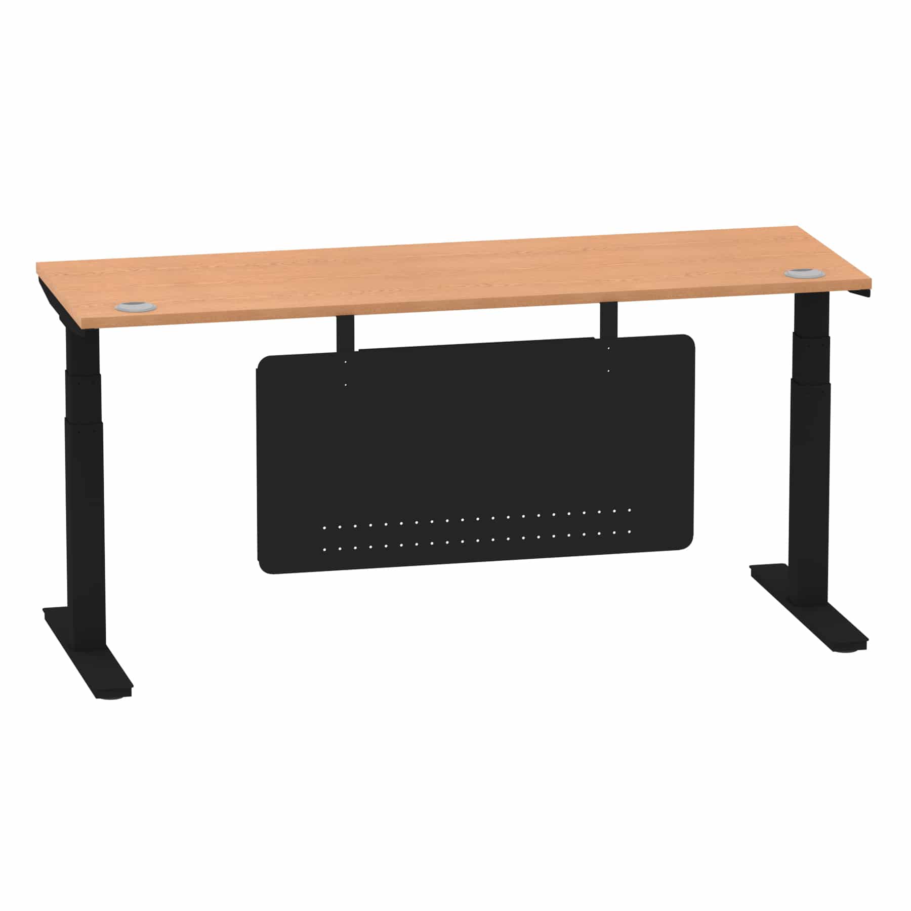 Air Height Adjustable Slimline Desk With Cable Ports With Steel Modesty Panel - Image 280