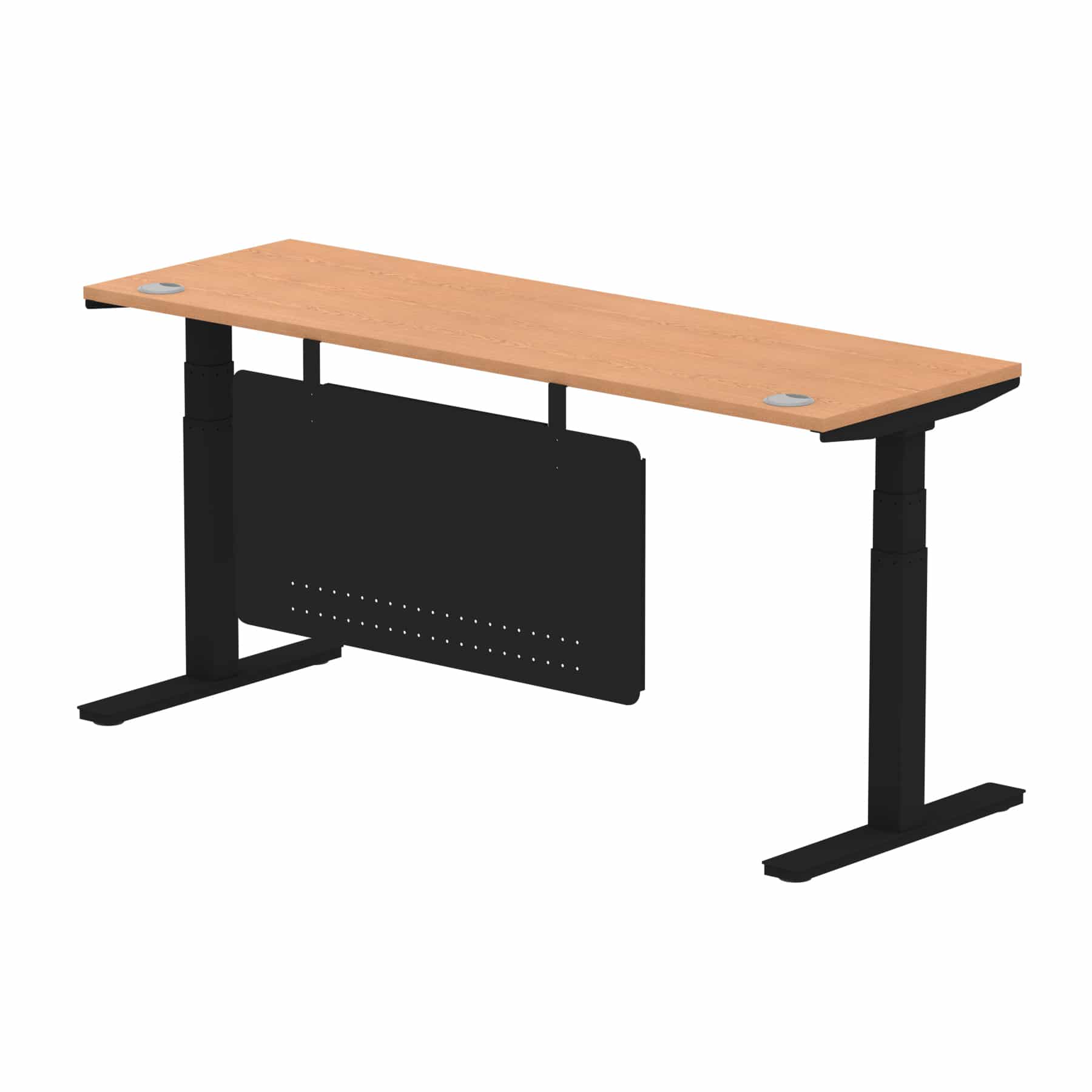 Air Height Adjustable Slimline Desk With Cable Ports With Steel Modesty Panel - Image 281