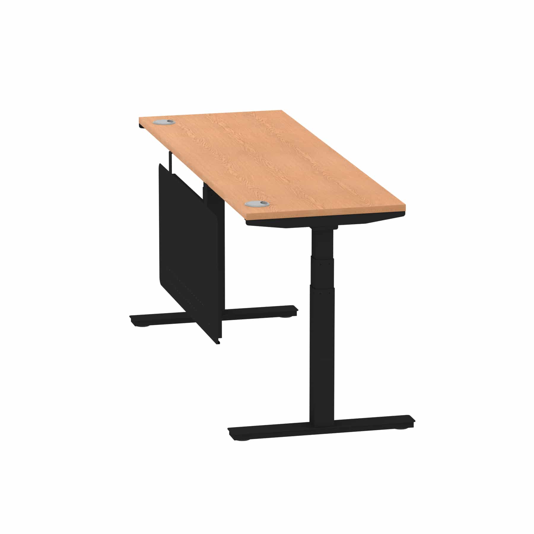 Air Height Adjustable Slimline Desk With Cable Ports With Steel Modesty Panel - Image 282