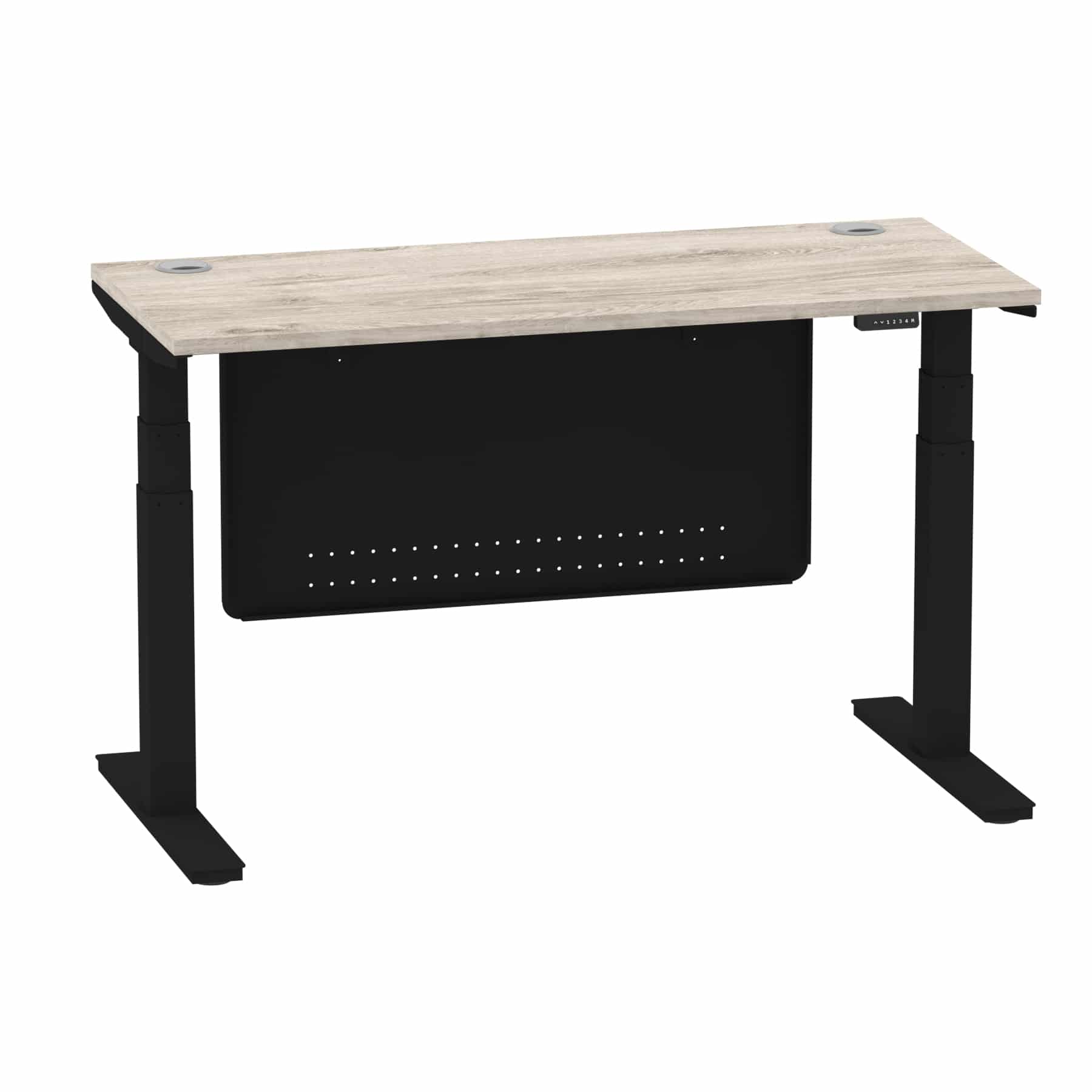 Air Height Adjustable Slimline Desk With Cable Ports With Steel Modesty Panel - Image 146