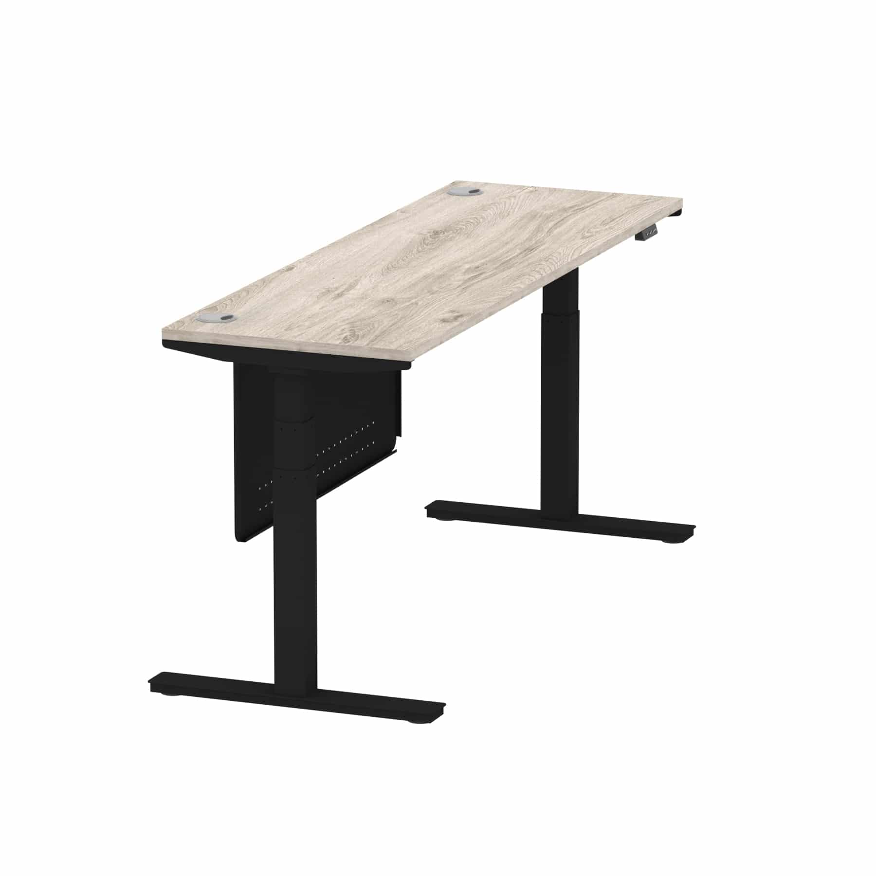 Air Height Adjustable Slimline Desk With Cable Ports With Steel Modesty Panel - Image 307