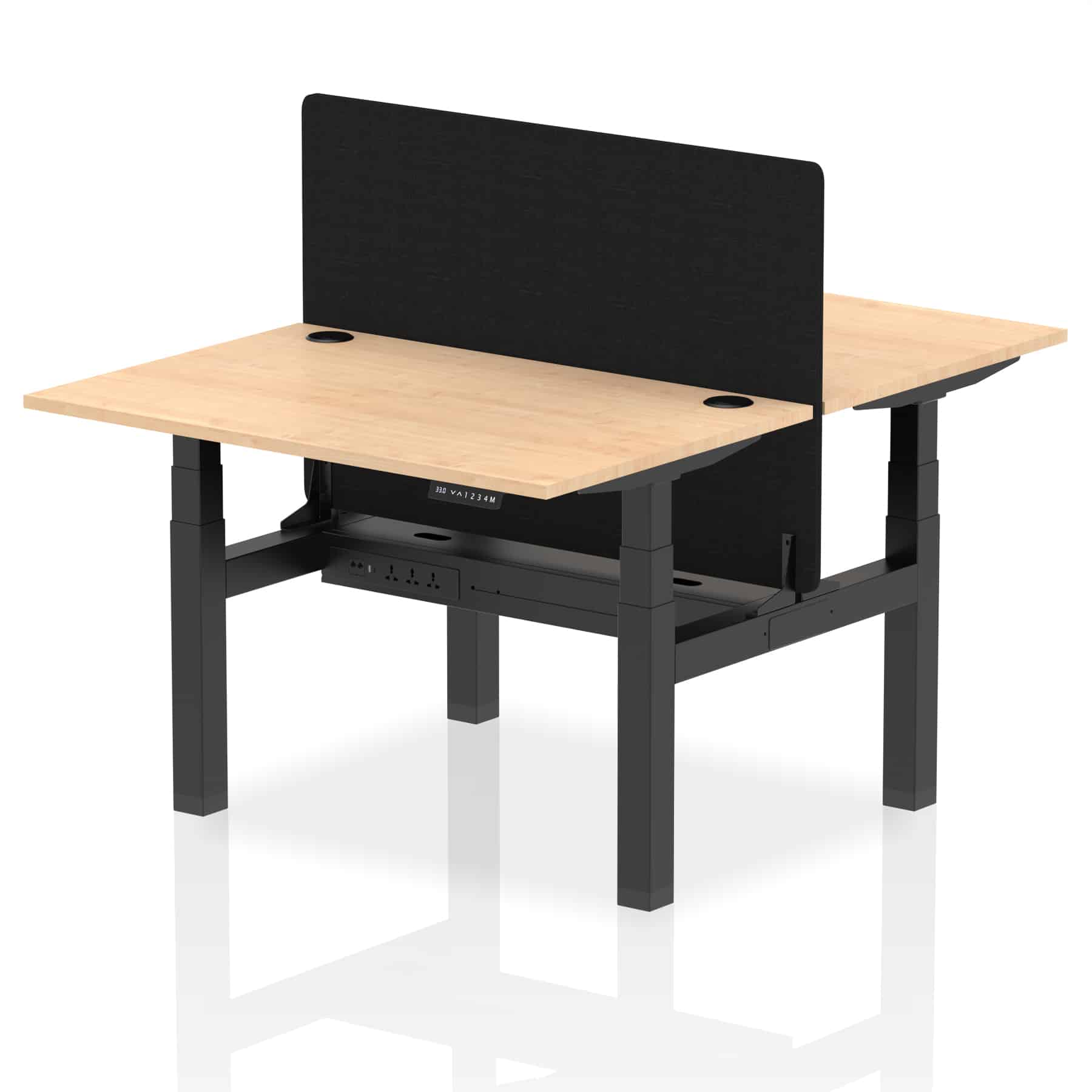 Air Back-to-Back Height Adjustable Bench Desk - 2 Person with Black Straight Screen - Image 10
