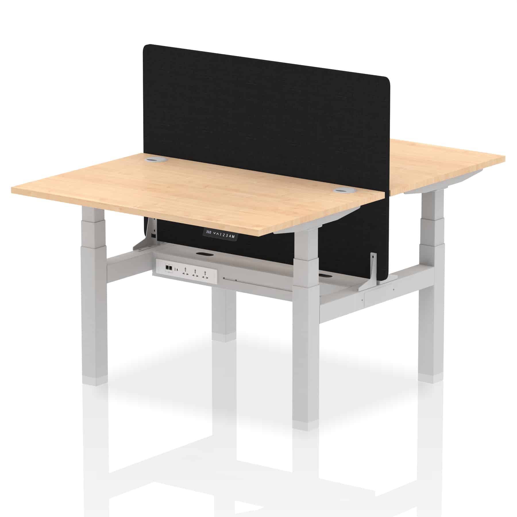 Air Back-to-Back Height Adjustable Bench Desk - 2 Person with Black Straight Screen - Image 11