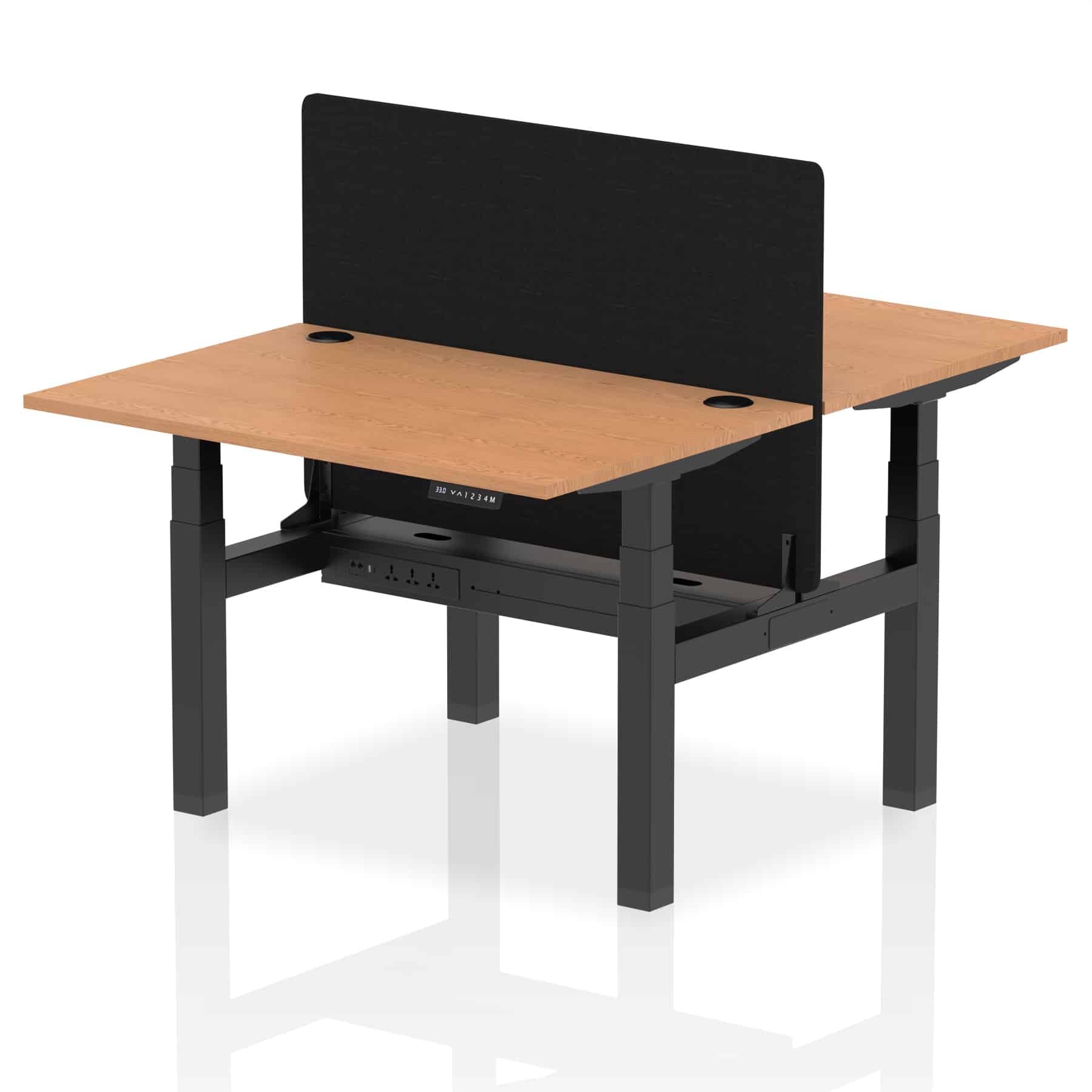 Air Back-to-Back Height Adjustable Bench Desk - 2 Person with Black Straight Screen - Image 13