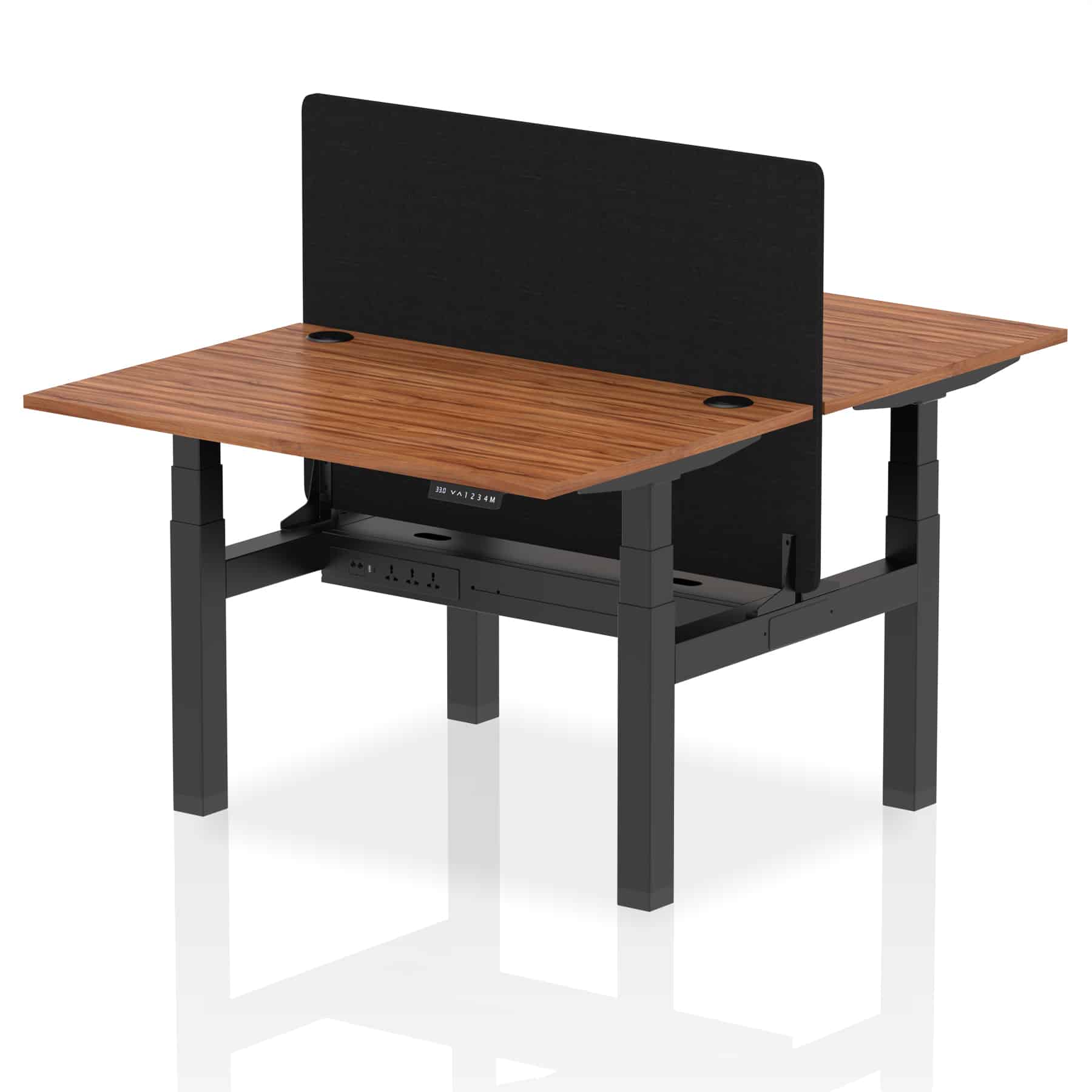 Air Back-to-Back Height Adjustable Bench Desk - 2 Person with Black Straight Screen - Image 16