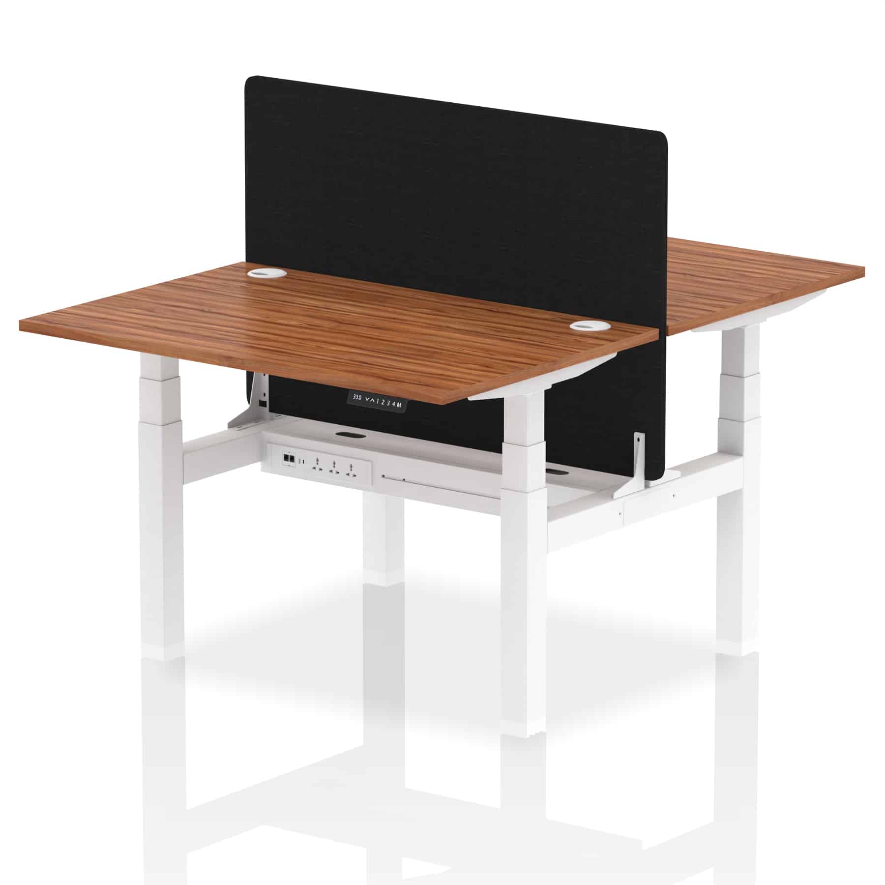 Air Back-to-Back Height Adjustable Bench Desk - 2 Person with Black Straight Screen - Image 18