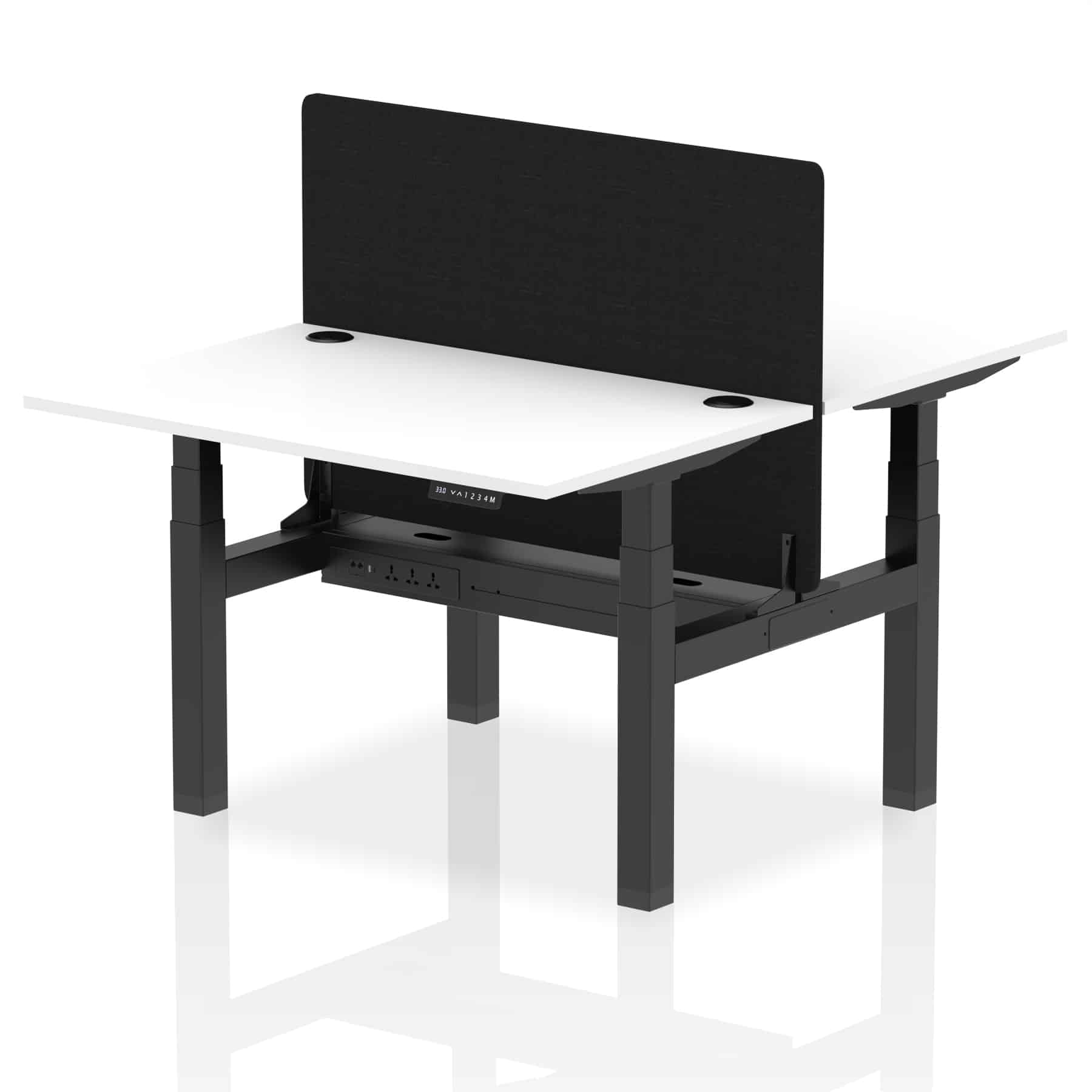 Air Back-to-Back Height Adjustable Bench Desk - 2 Person with Black Straight Screen - Image 19