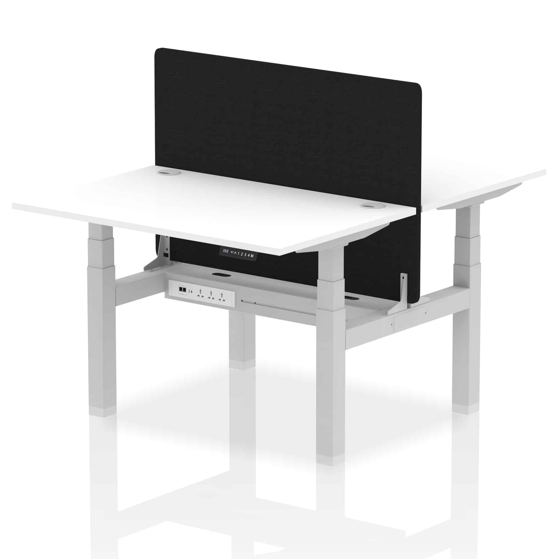 Air Back-to-Back Height Adjustable Bench Desk - 2 Person with Black Straight Screen - Image 20
