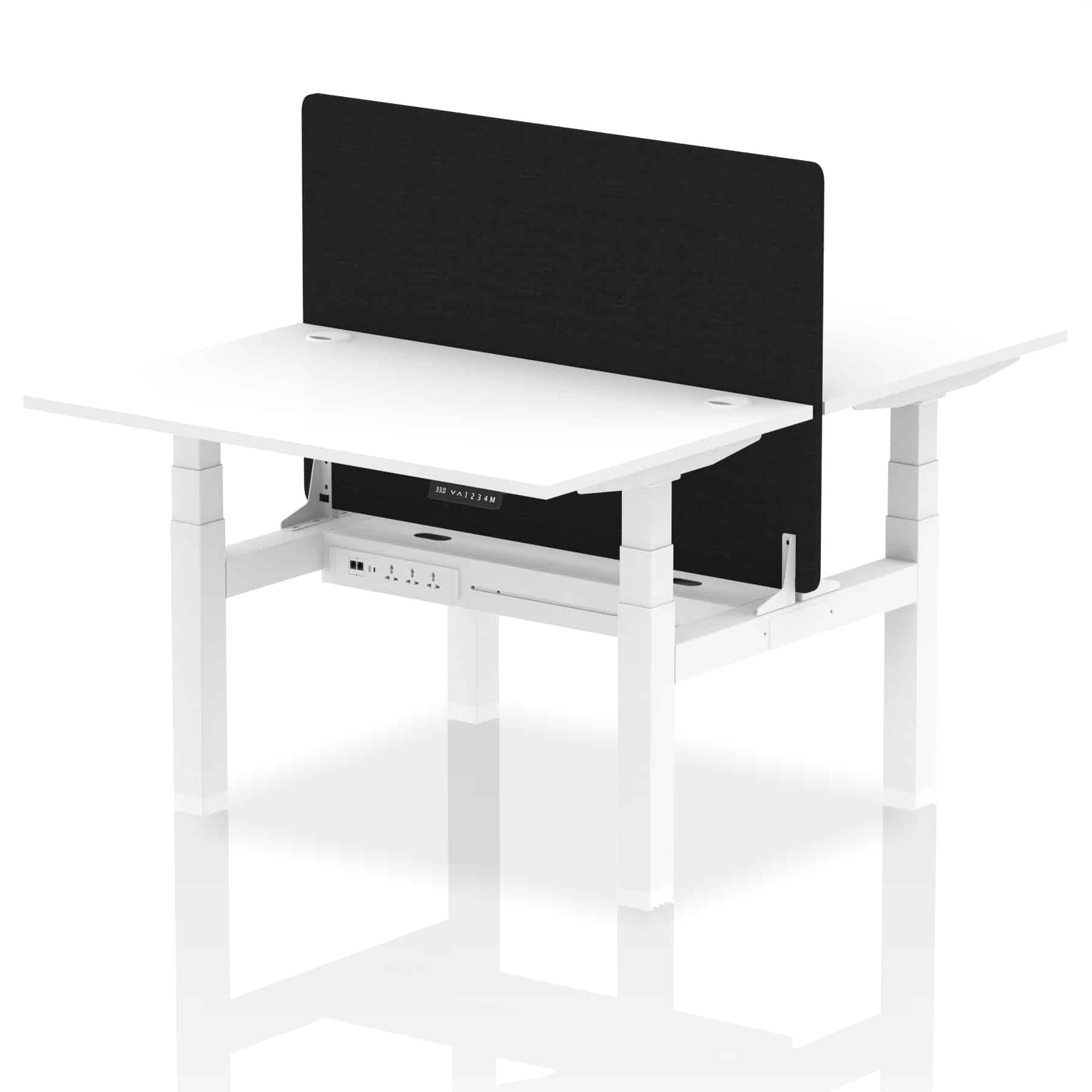Air Back-to-Back Height Adjustable Bench Desk - 2 Person with Black Straight Screen - Image 21