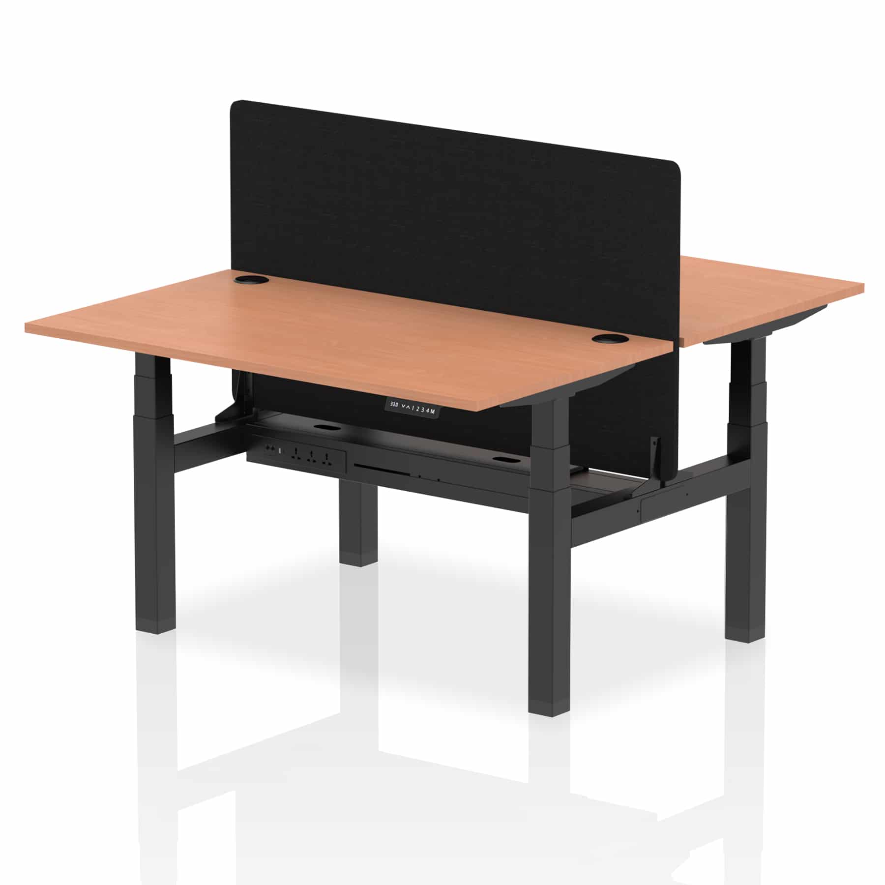 Air Back-to-Back Height Adjustable Bench Desk - 2 Person with Black Straight Screen - Image 22