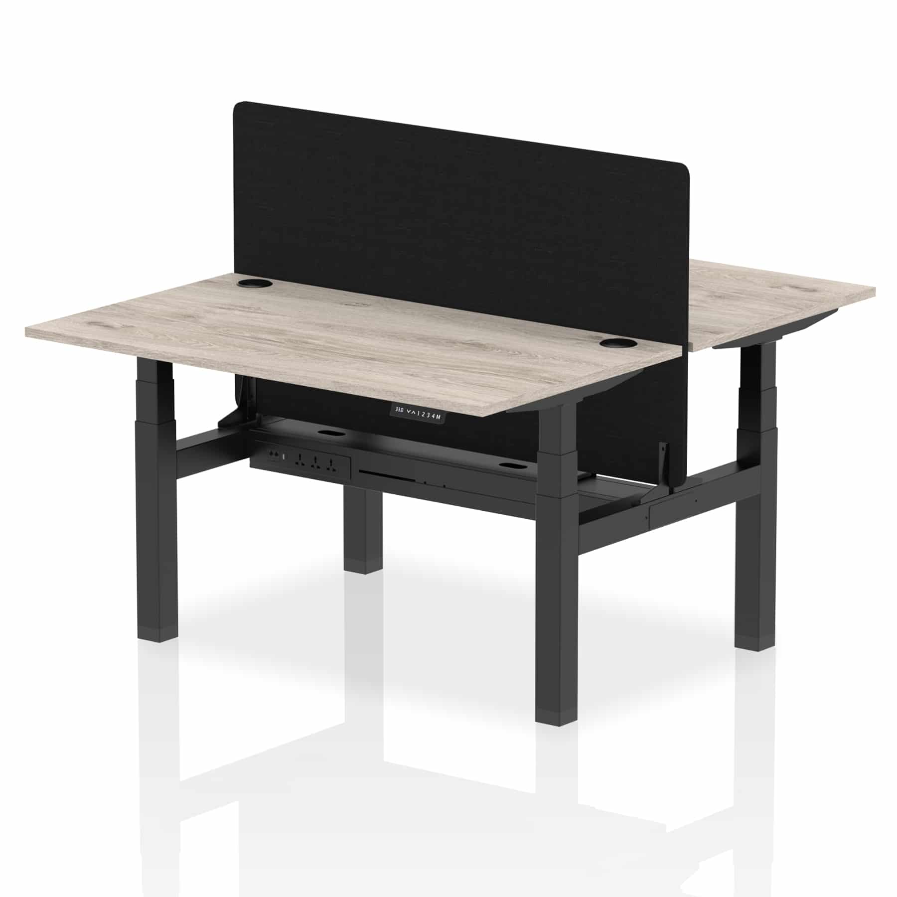 Air Back-to-Back Height Adjustable Bench Desk - 2 Person with Black Straight Screen - Image 28