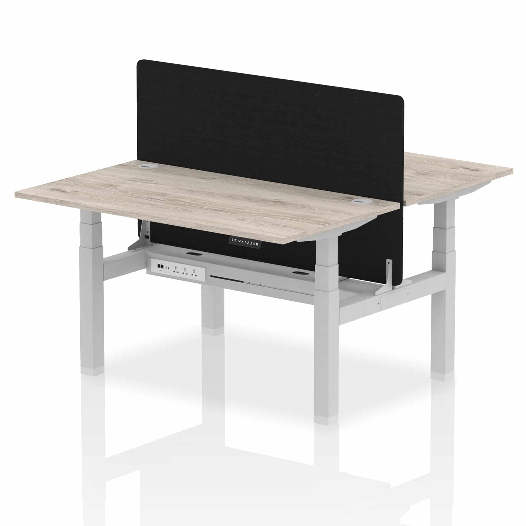 Air Back-to-Back Height Adjustable Bench Desk - 2 Person with Black Straight Screen - Image 29