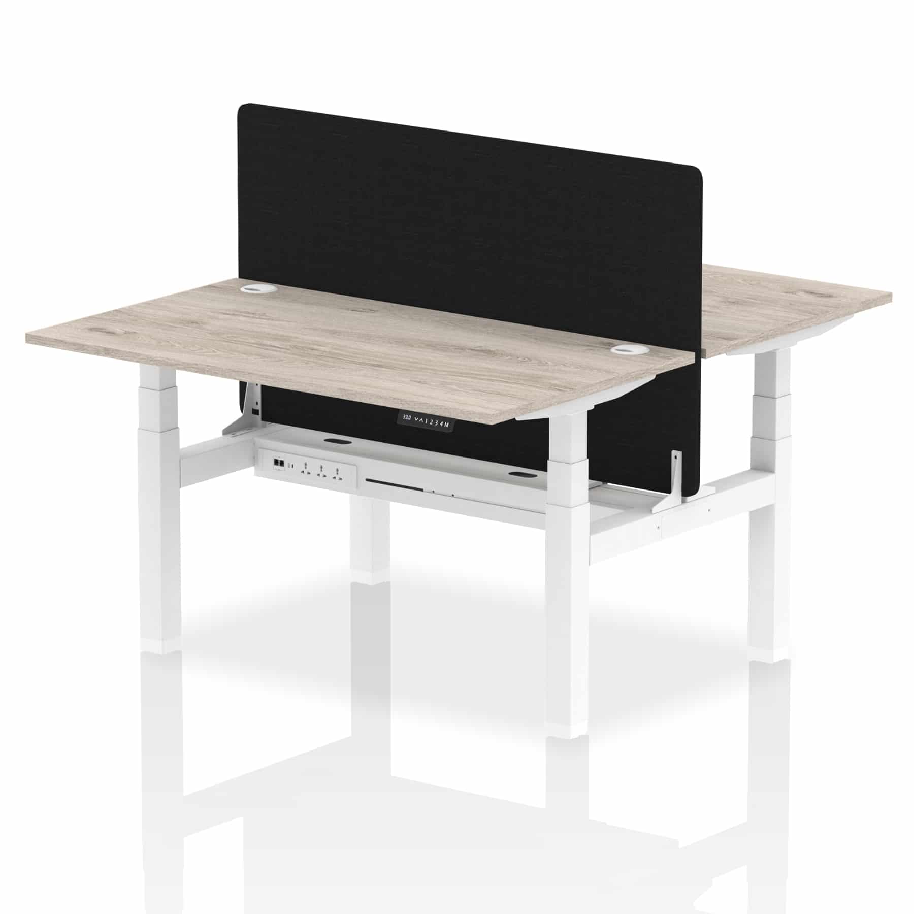 Air Back-to-Back Height Adjustable Bench Desk - 2 Person with Black Straight Screen - Image 30
