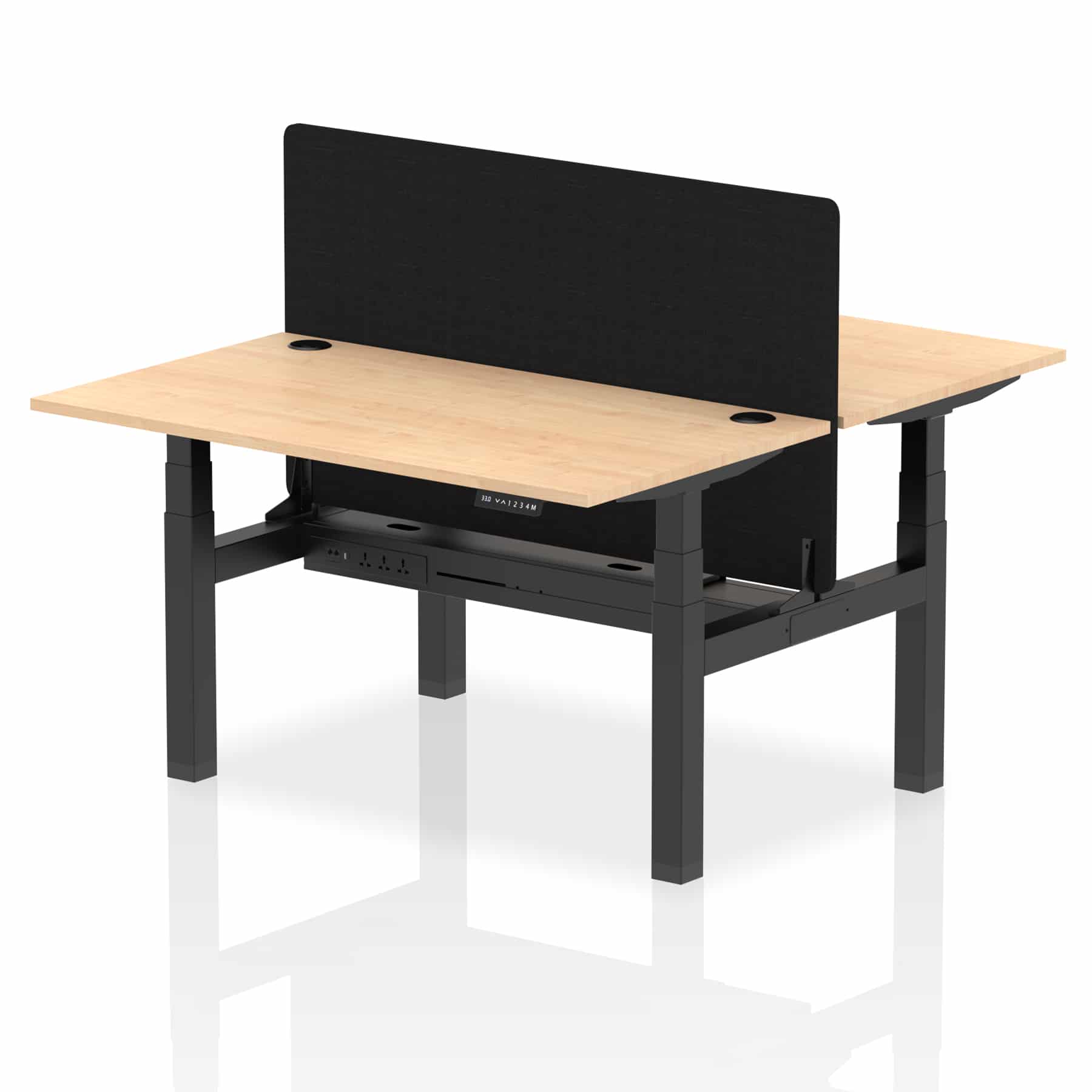 Air Back-to-Back Height Adjustable Bench Desk - 2 Person with Black Straight Screen - Image 31
