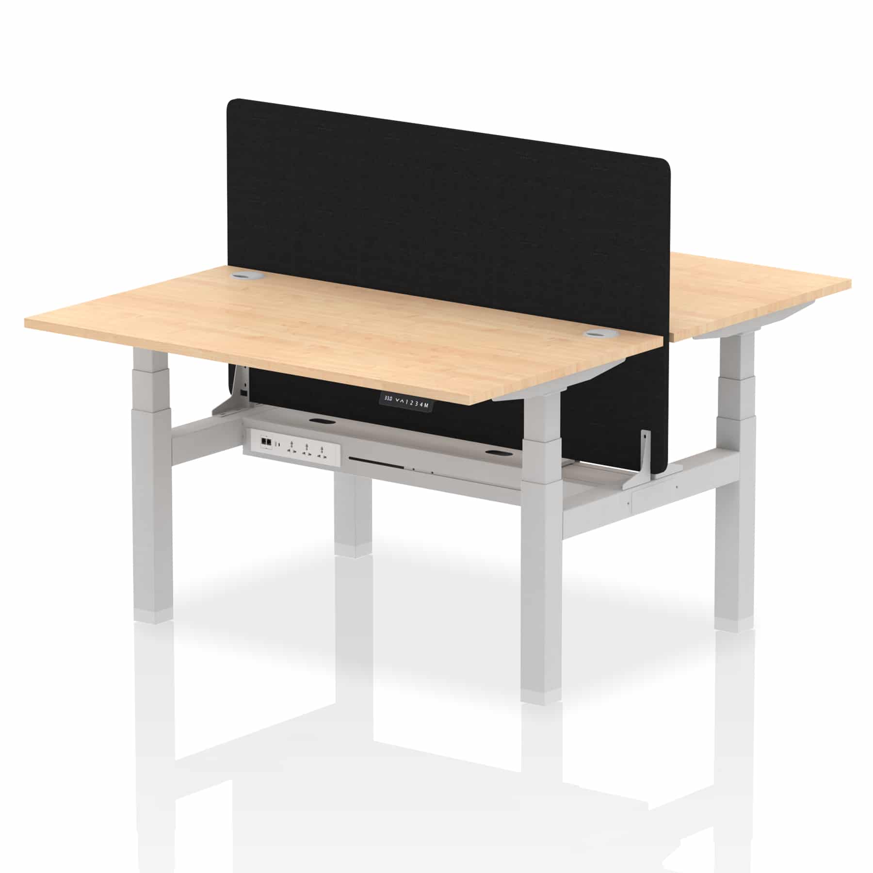 Air Back-to-Back Height Adjustable Bench Desk - 2 Person with Black Straight Screen - Image 32