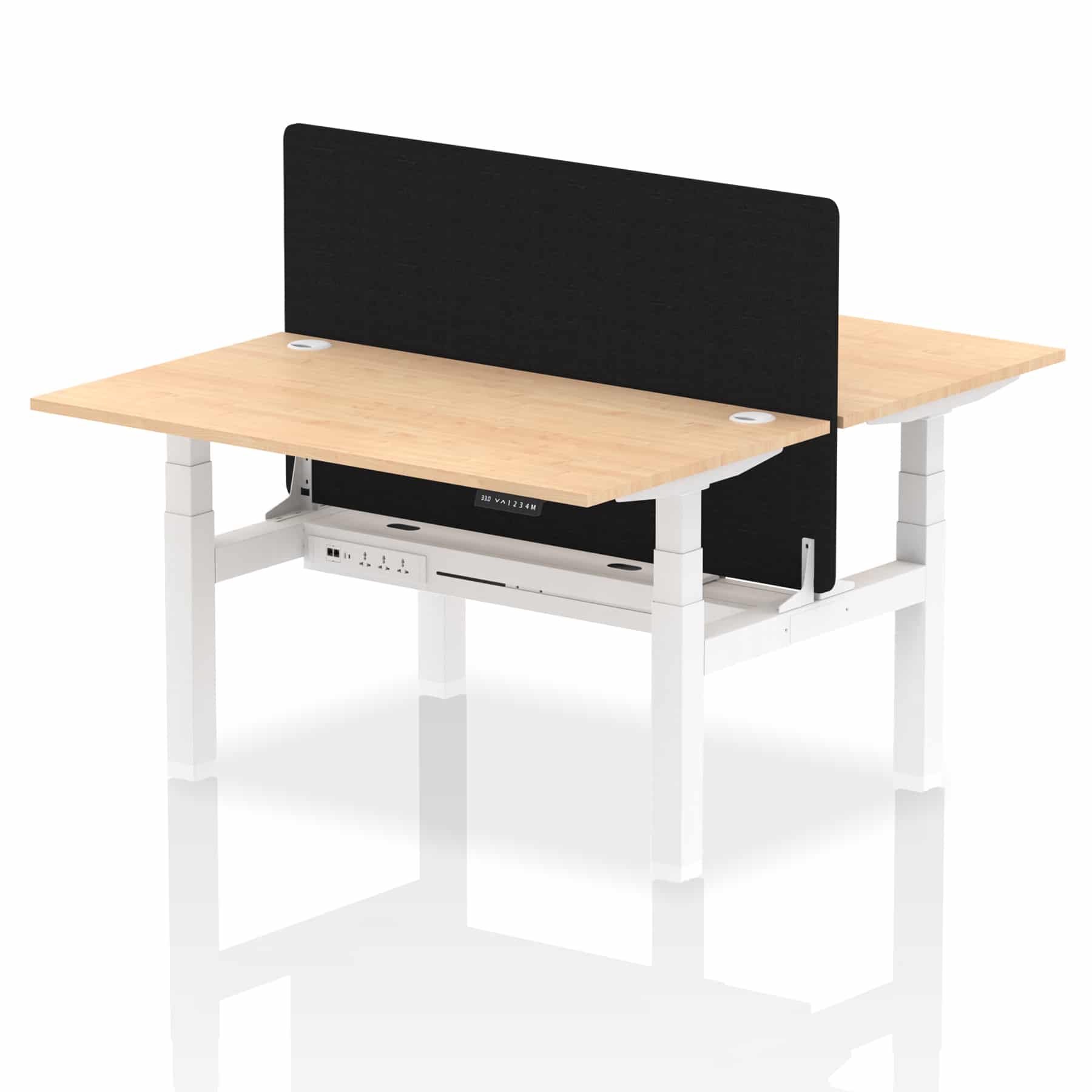 Air Back-to-Back Height Adjustable Bench Desk - 2 Person with Black Straight Screen - Image 33