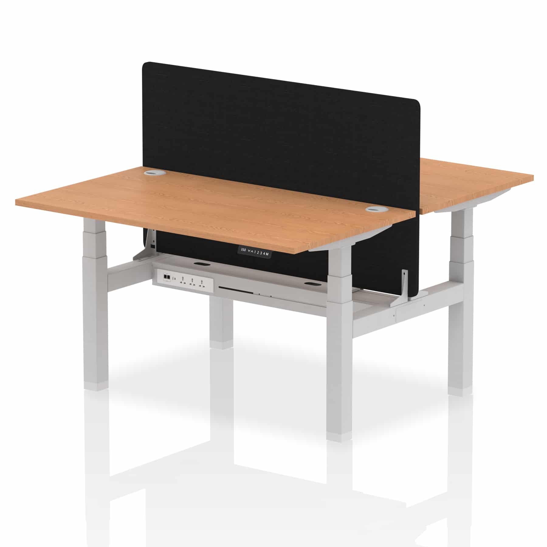 Air Back-to-Back Height Adjustable Bench Desk - 2 Person with Black Straight Screen - Image 35