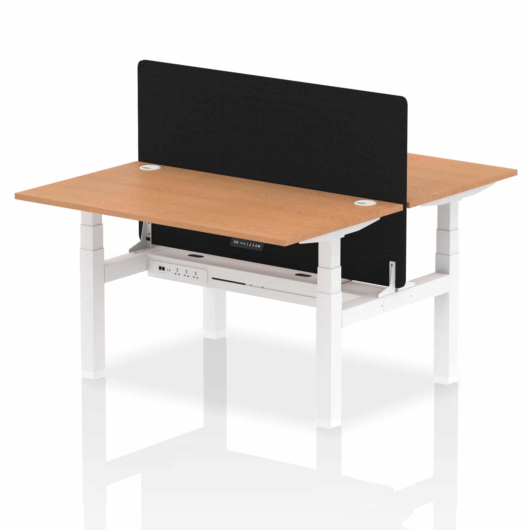 Air Back-to-Back Height Adjustable Bench Desk - 2 Person with Black Straight Screen - Image 36