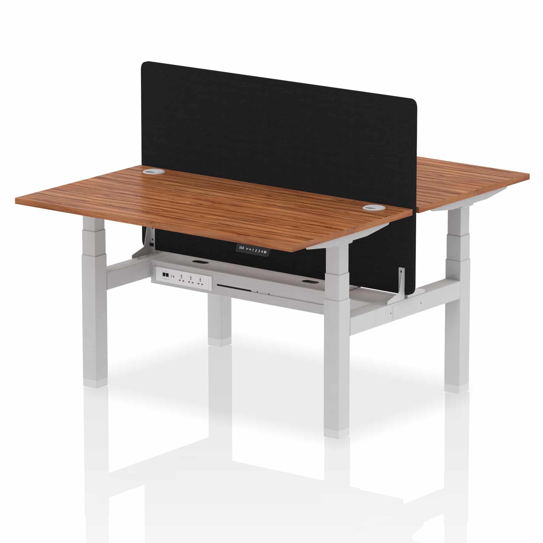Air Back-to-Back Height Adjustable Bench Desk - 2 Person with Black Straight Screen - Image 38