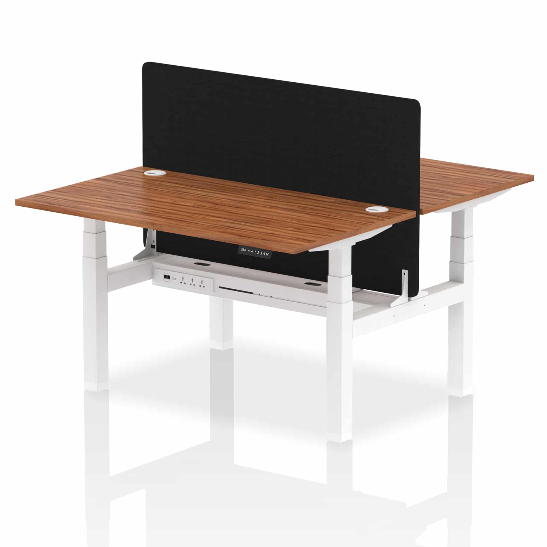 Air Back-to-Back Height Adjustable Bench Desk - 2 Person with Black Straight Screen - Image 39