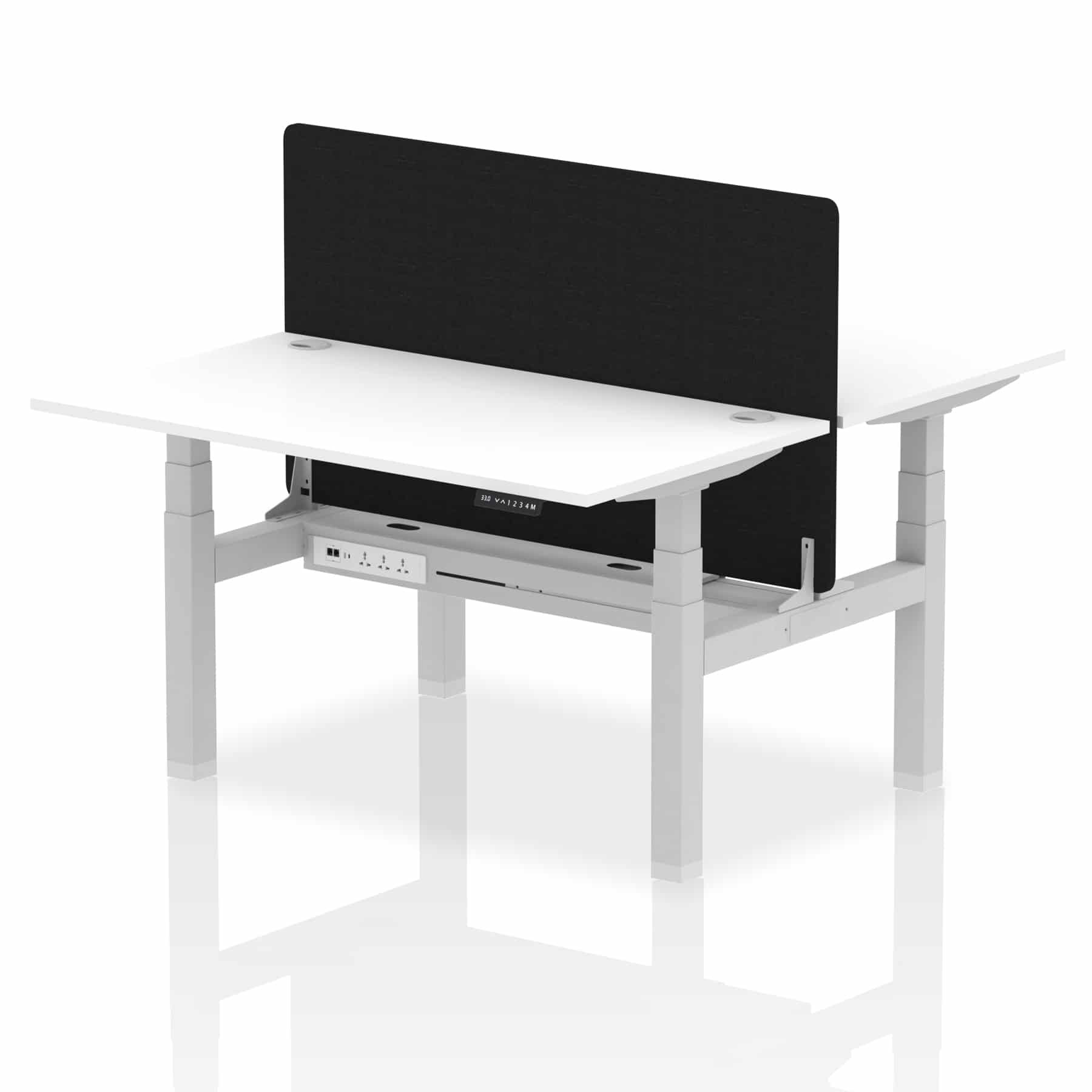 Air Back-to-Back Height Adjustable Bench Desk - 2 Person with Black Straight Screen - Image 41