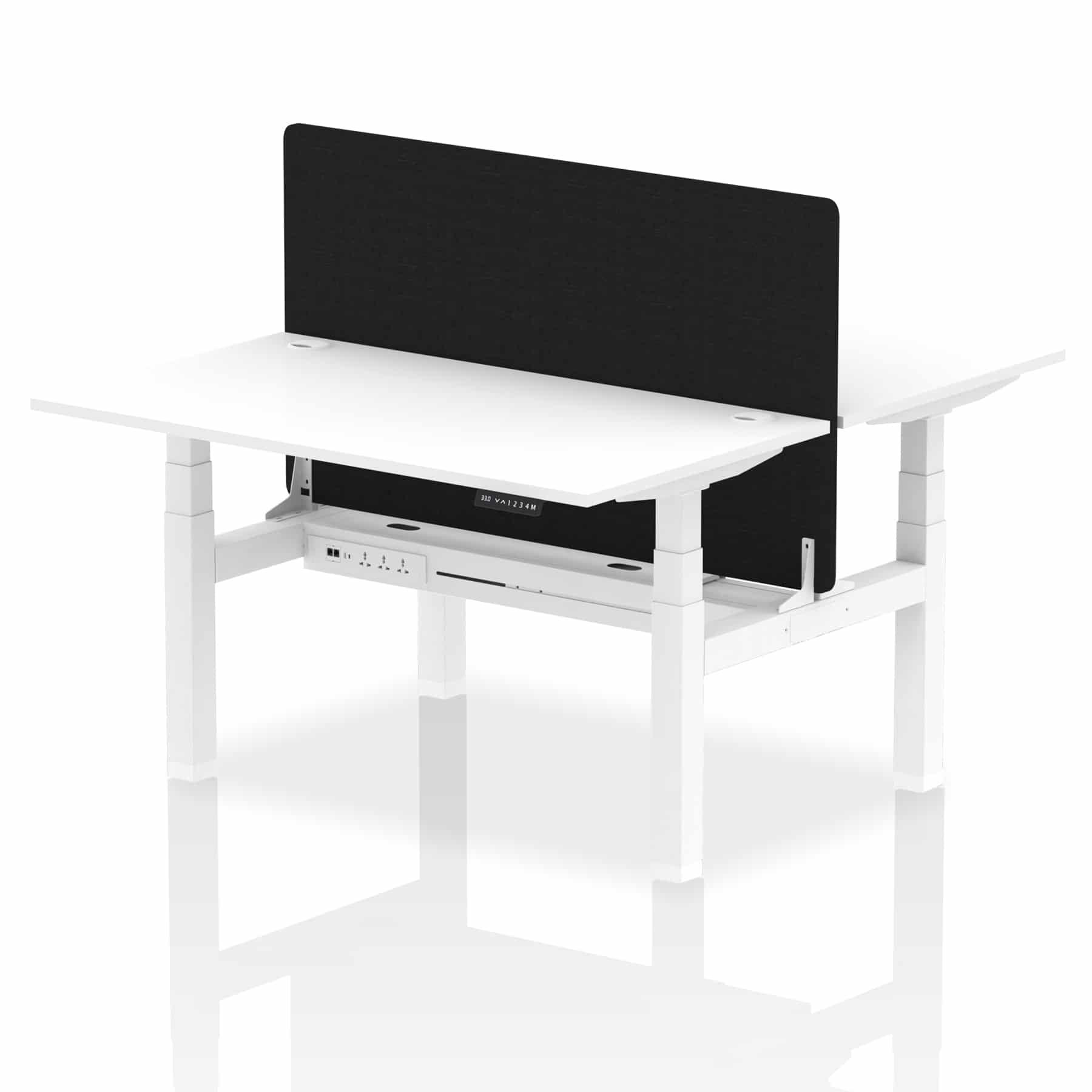 Air Back-to-Back Height Adjustable Bench Desk - 2 Person with Black Straight Screen - Image 42