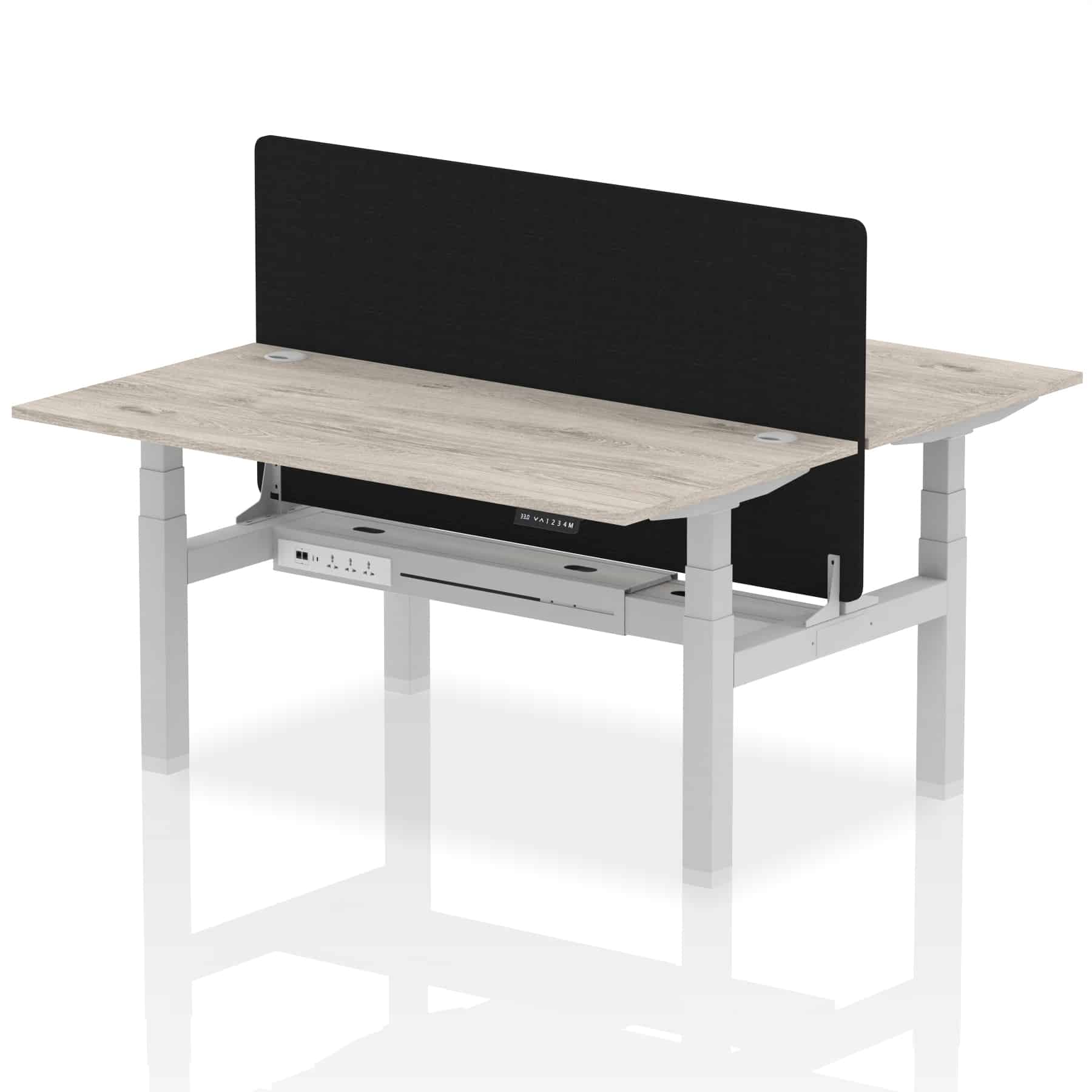 Air Back-to-Back Height Adjustable Bench Desk - 2 Person with Black Straight Screen - Image 50