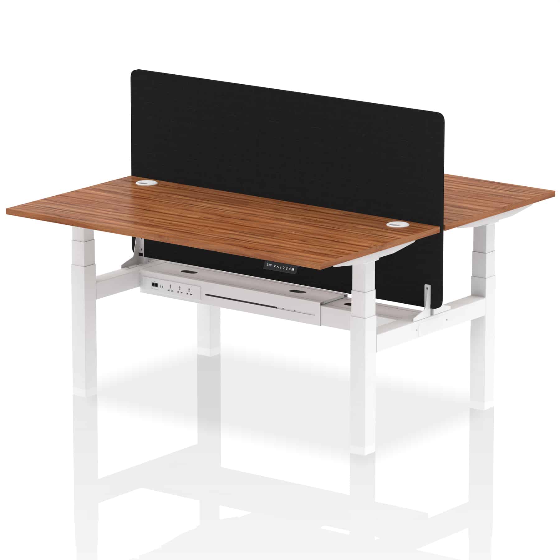 Air Back-to-Back Height Adjustable Bench Desk - 2 Person with Black Straight Screen - Image 60