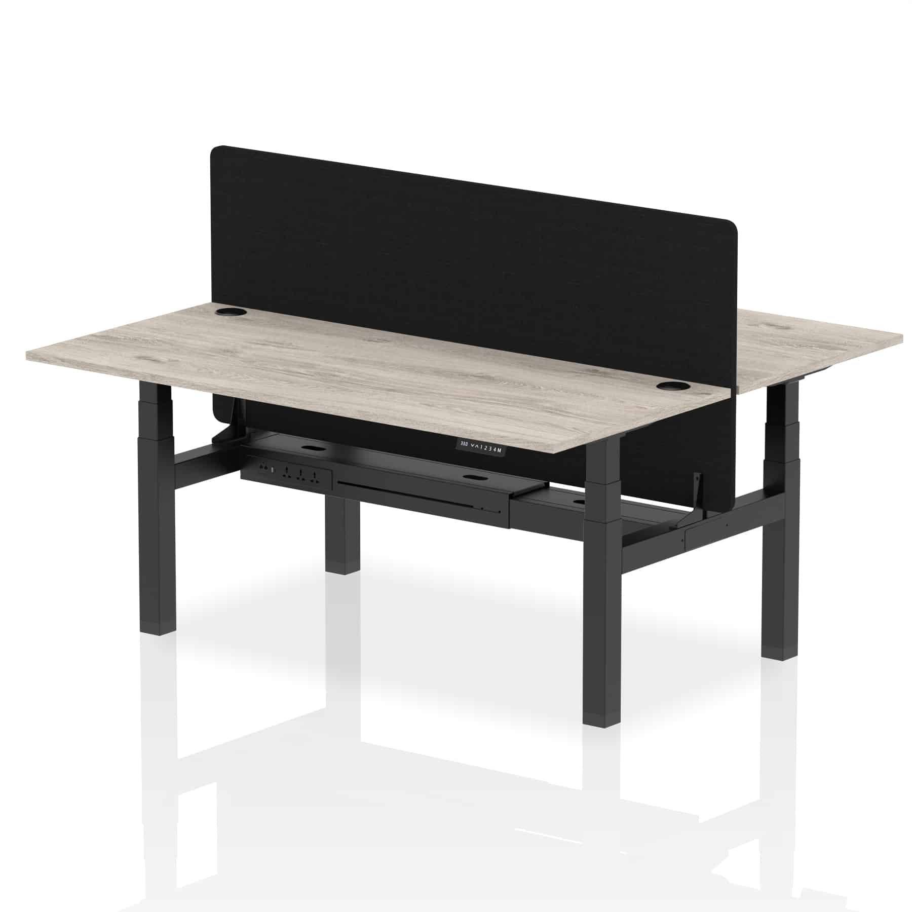 Air Back-to-Back Height Adjustable Bench Desk - 2 Person with Black Straight Screen - Image 70
