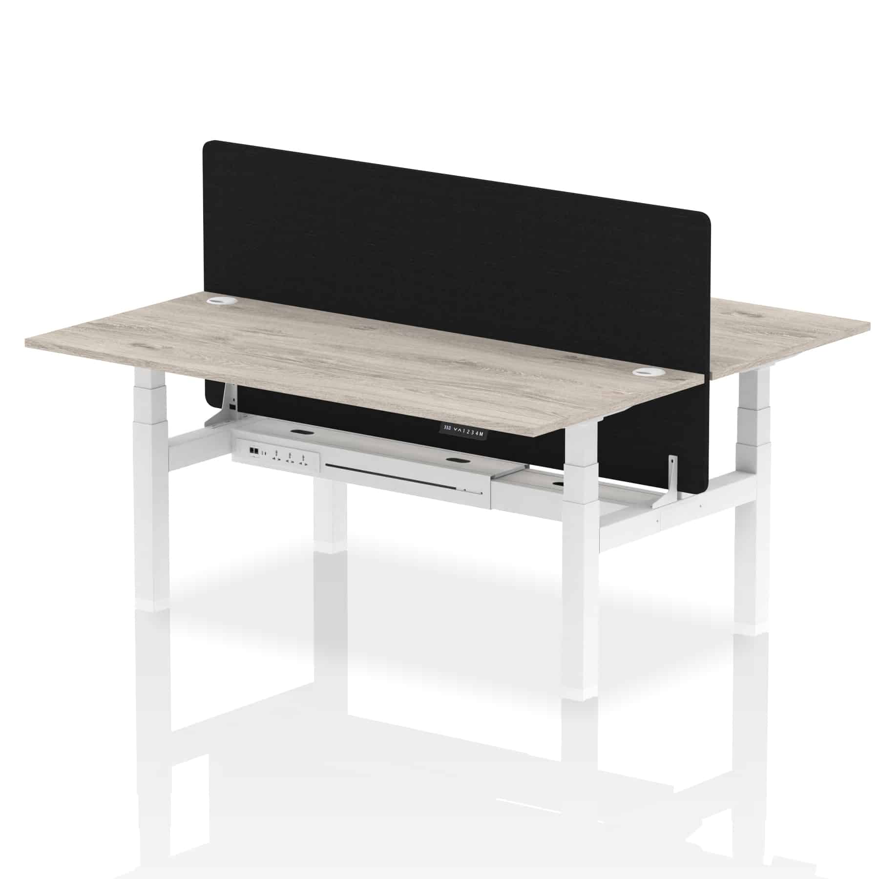 Air Back-to-Back Height Adjustable Bench Desk - 2 Person with Black Straight Screen - Image 72