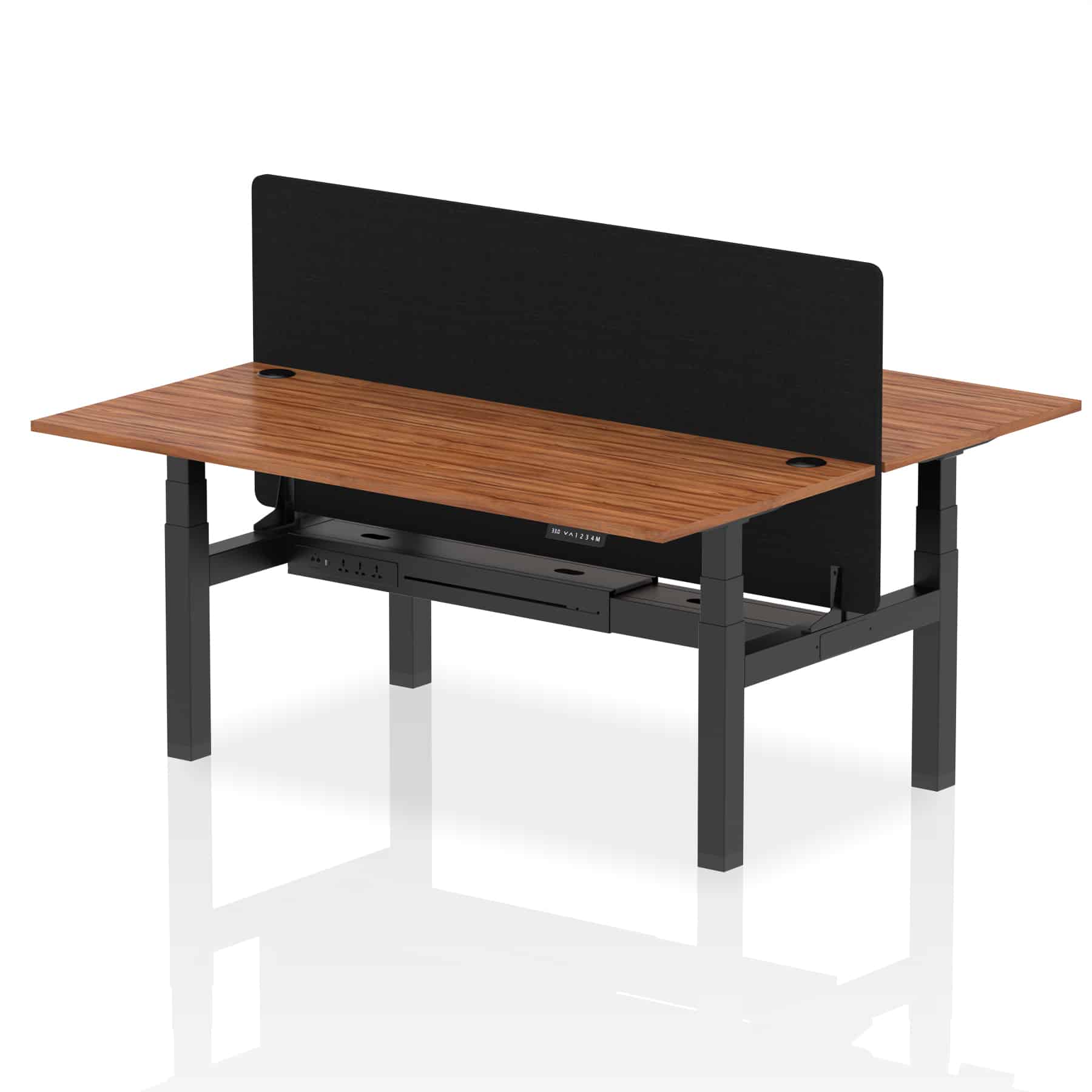 Air Back-to-Back Height Adjustable Bench Desk - 2 Person with Black Straight Screen - Image 79