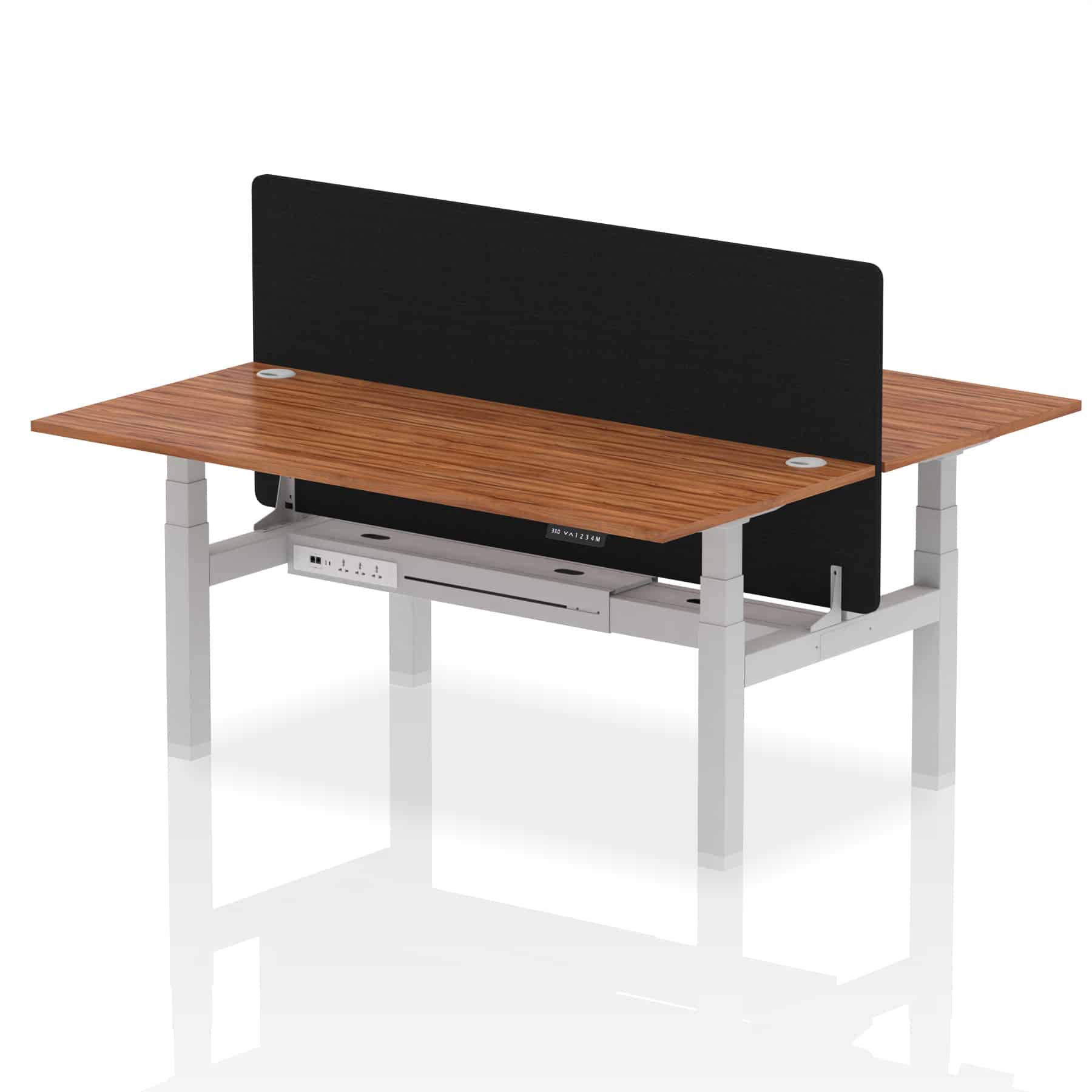 Air Back-to-Back Height Adjustable Bench Desk - 2 Person with Black Straight Screen - Image 80