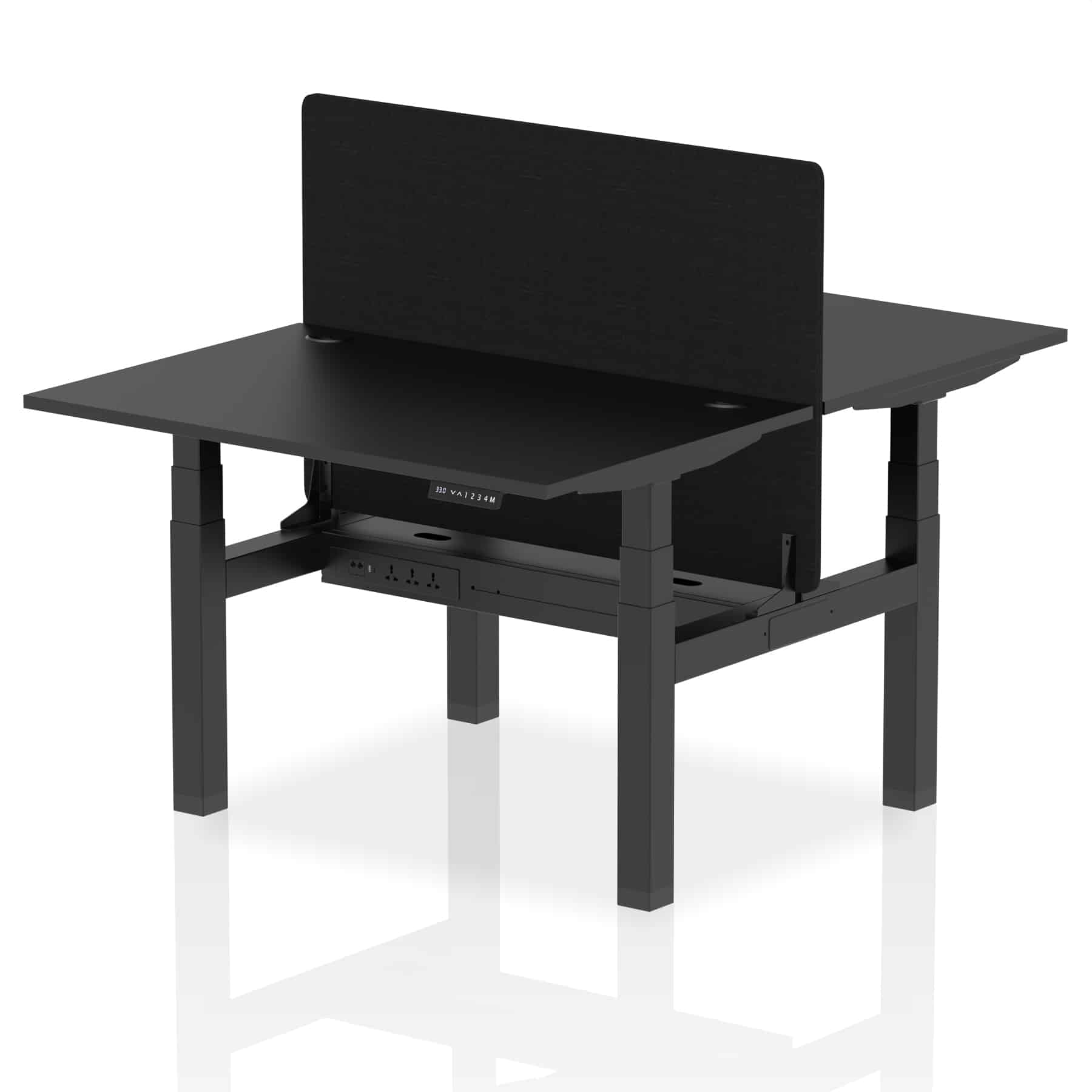 Air Back-to-Back Height Adjustable Bench Desk - 2 Person with Black Straight Screen - Image 4
