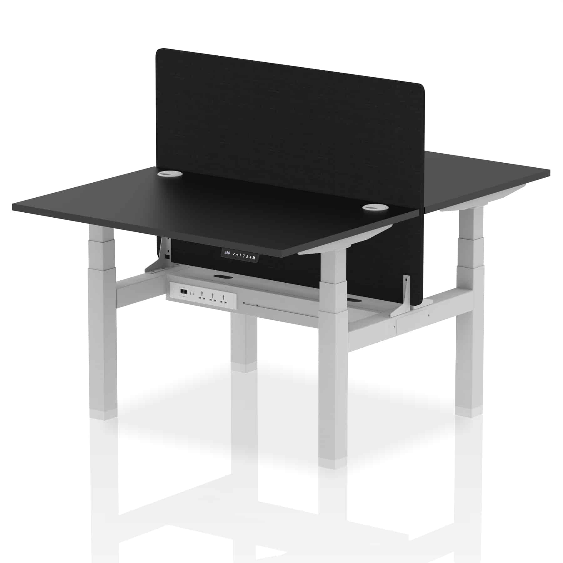 Air Back-to-Back Height Adjustable Bench Desk - 2 Person with Black Straight Screen - Image 5