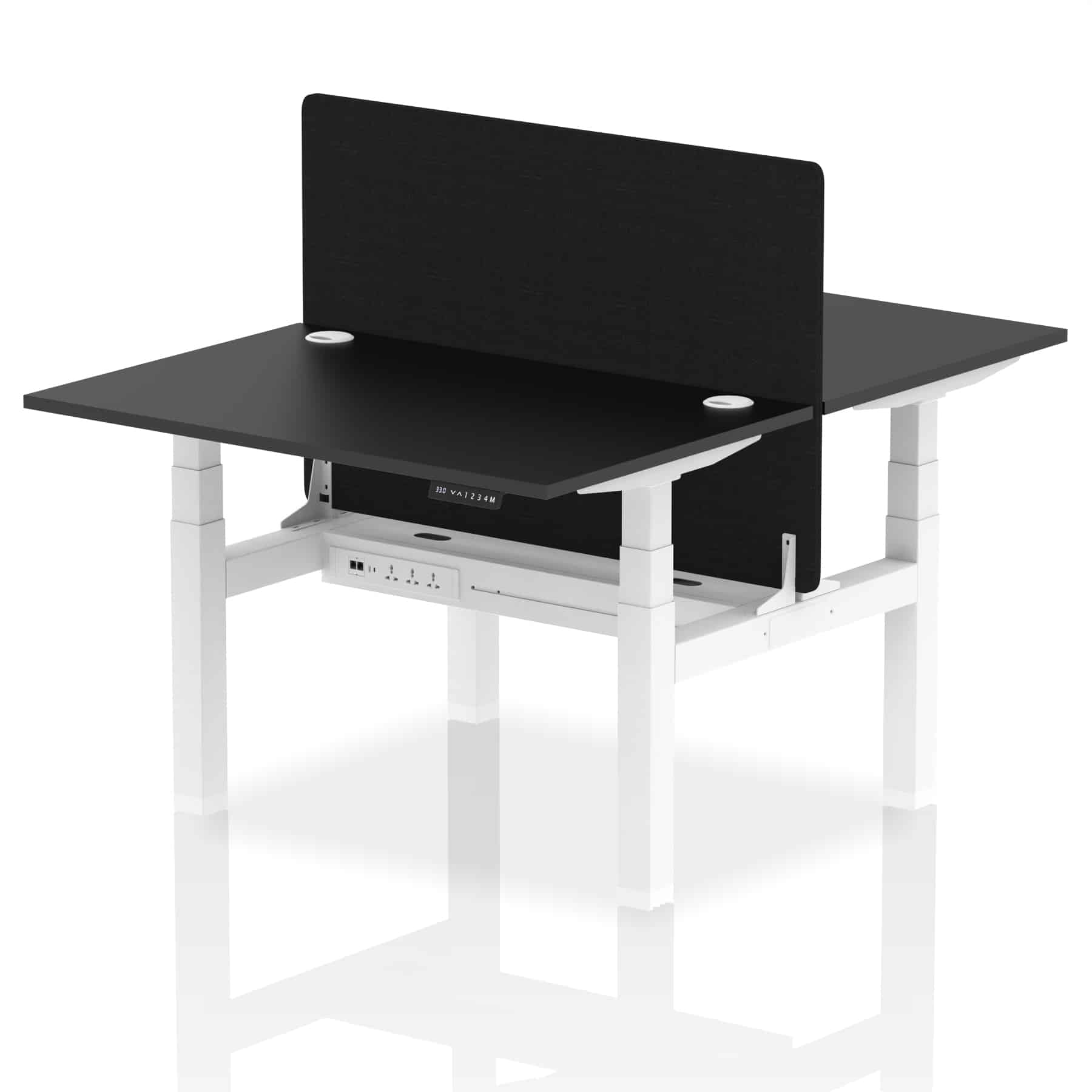 Air Back-to-Back Height Adjustable Bench Desk - 2 Person with Black Straight Screen - Image 6