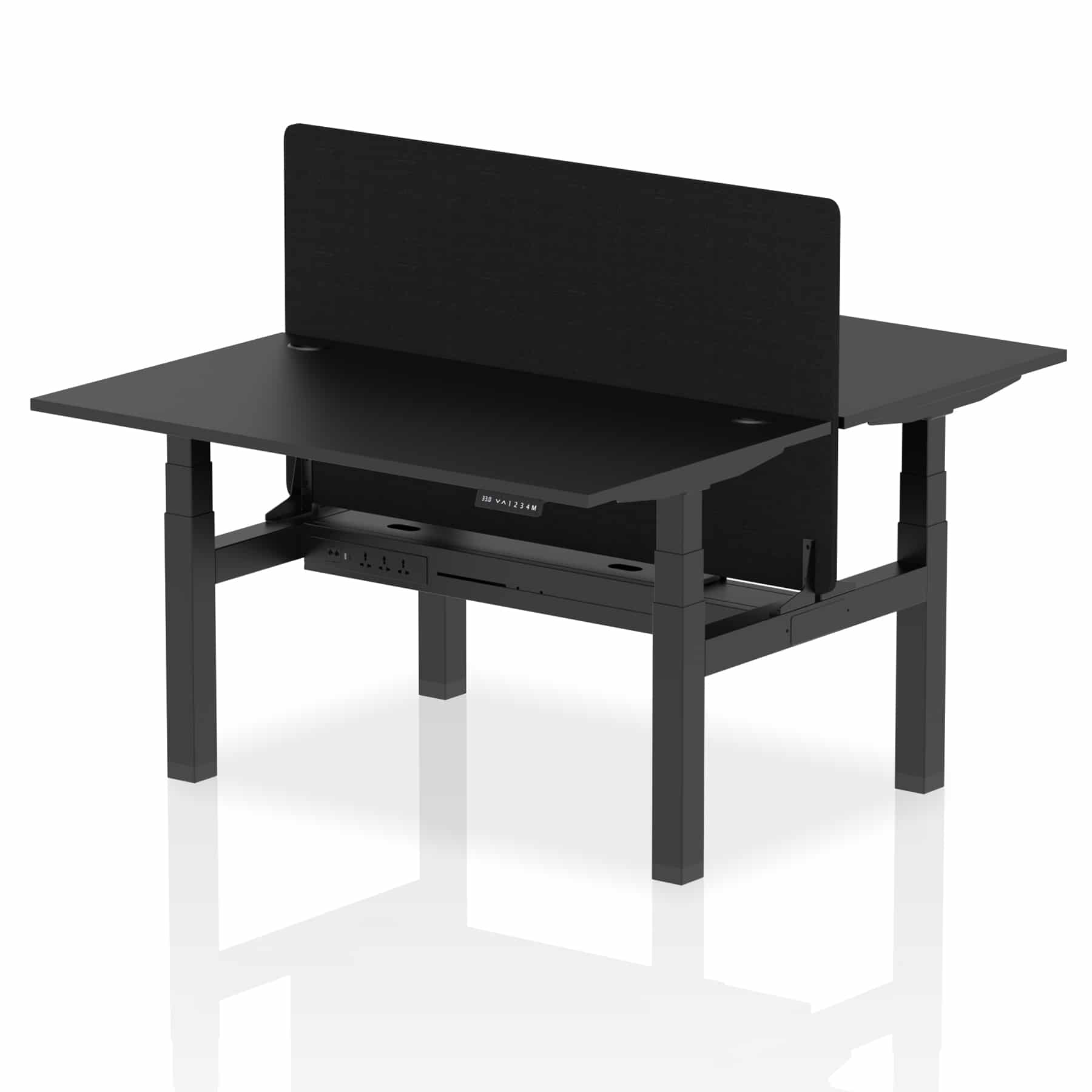 Air Back-to-Back Height Adjustable Bench Desk - 2 Person with Black Straight Screen - Image 25