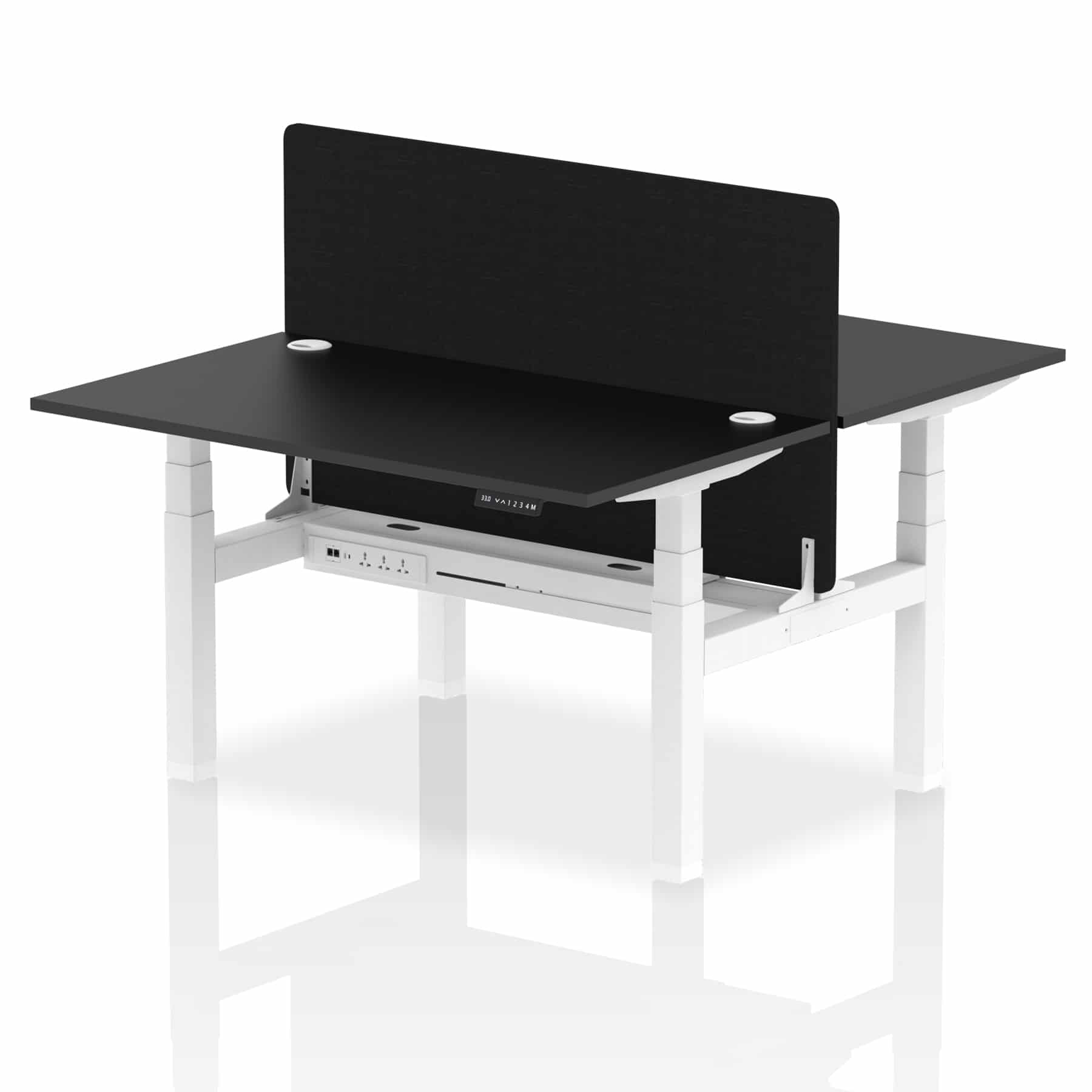 Air Back-to-Back Height Adjustable Bench Desk - 2 Person with Black Straight Screen - Image 27