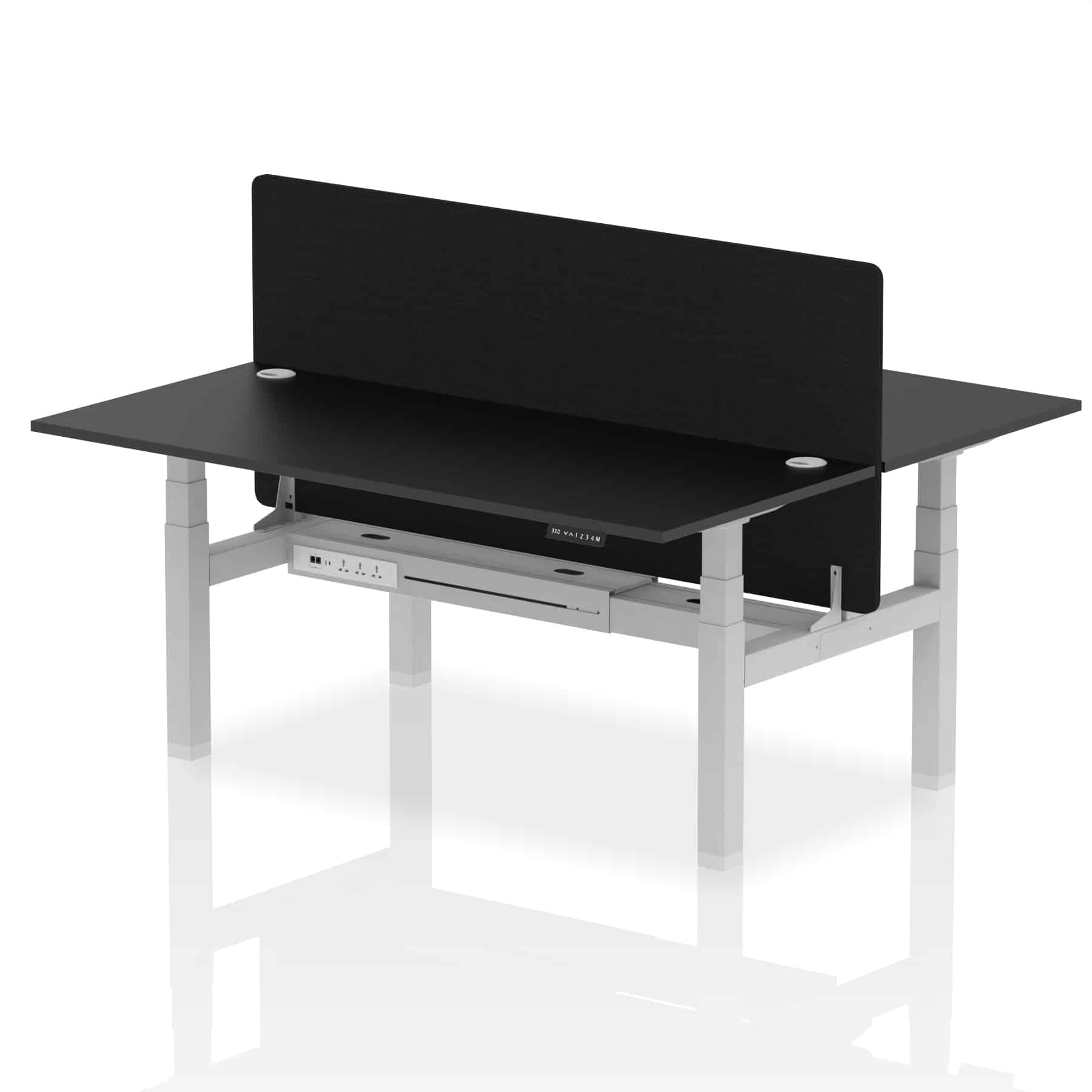 Air Back-to-Back Height Adjustable Bench Desk - 2 Person with Black Straight Screen - Image 68