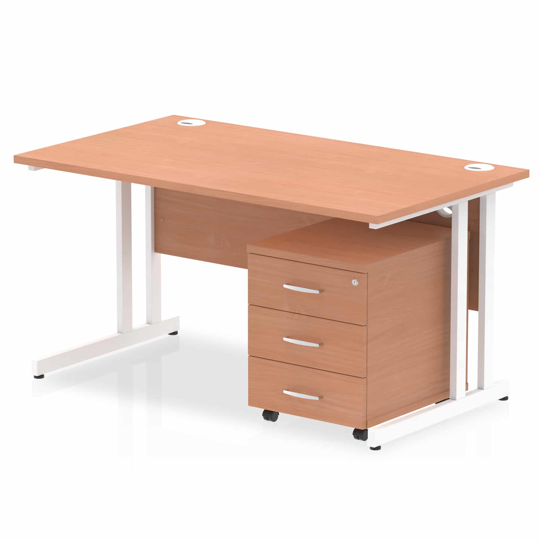 Impulse 1400mm Cantilever Straight Desk With Mobile Pedestal - Image 4