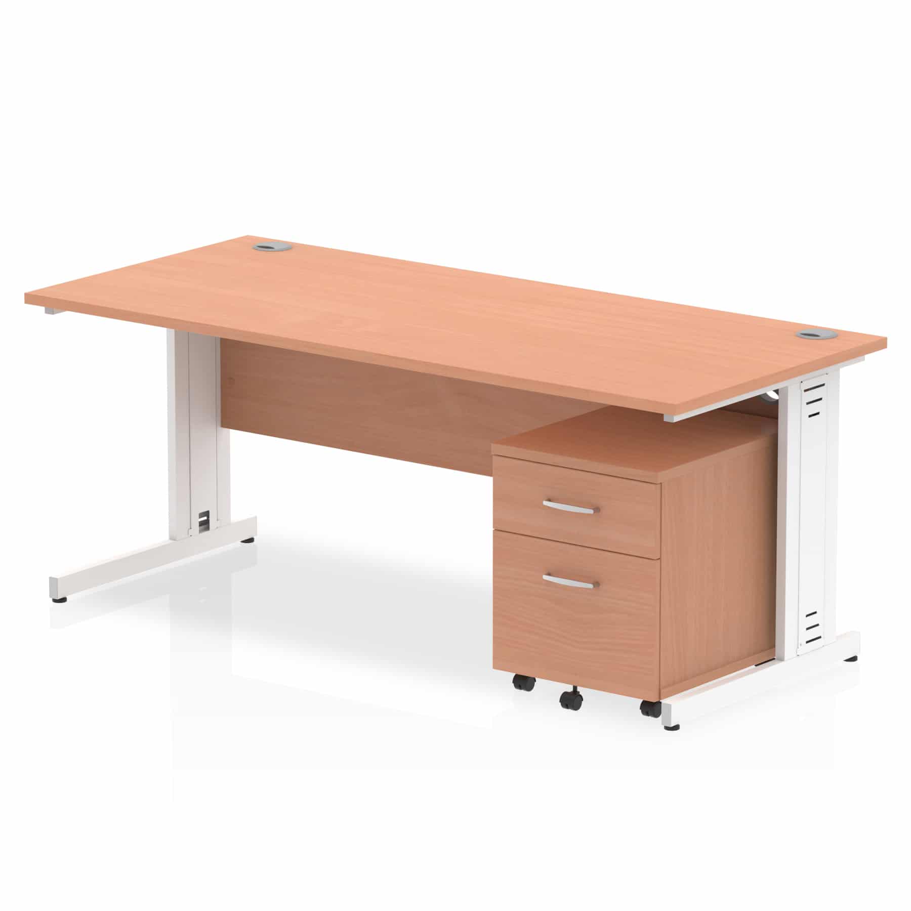 Impulse 1800mm Cable Managed Straight Desk With Mobile Pedestal - Image 3
