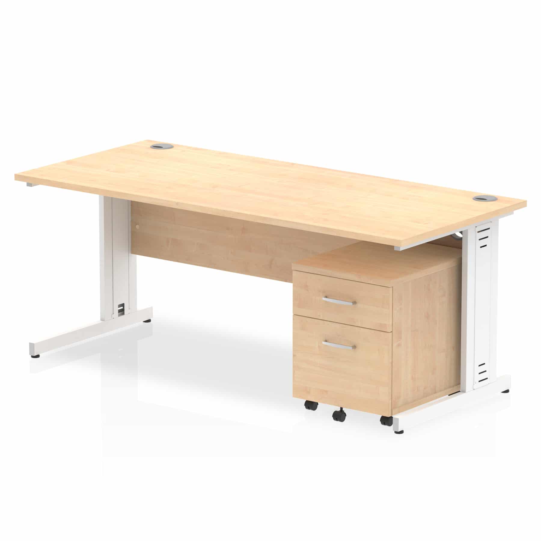 Impulse 1800mm Cable Managed Straight Desk With Mobile Pedestal - Image 11