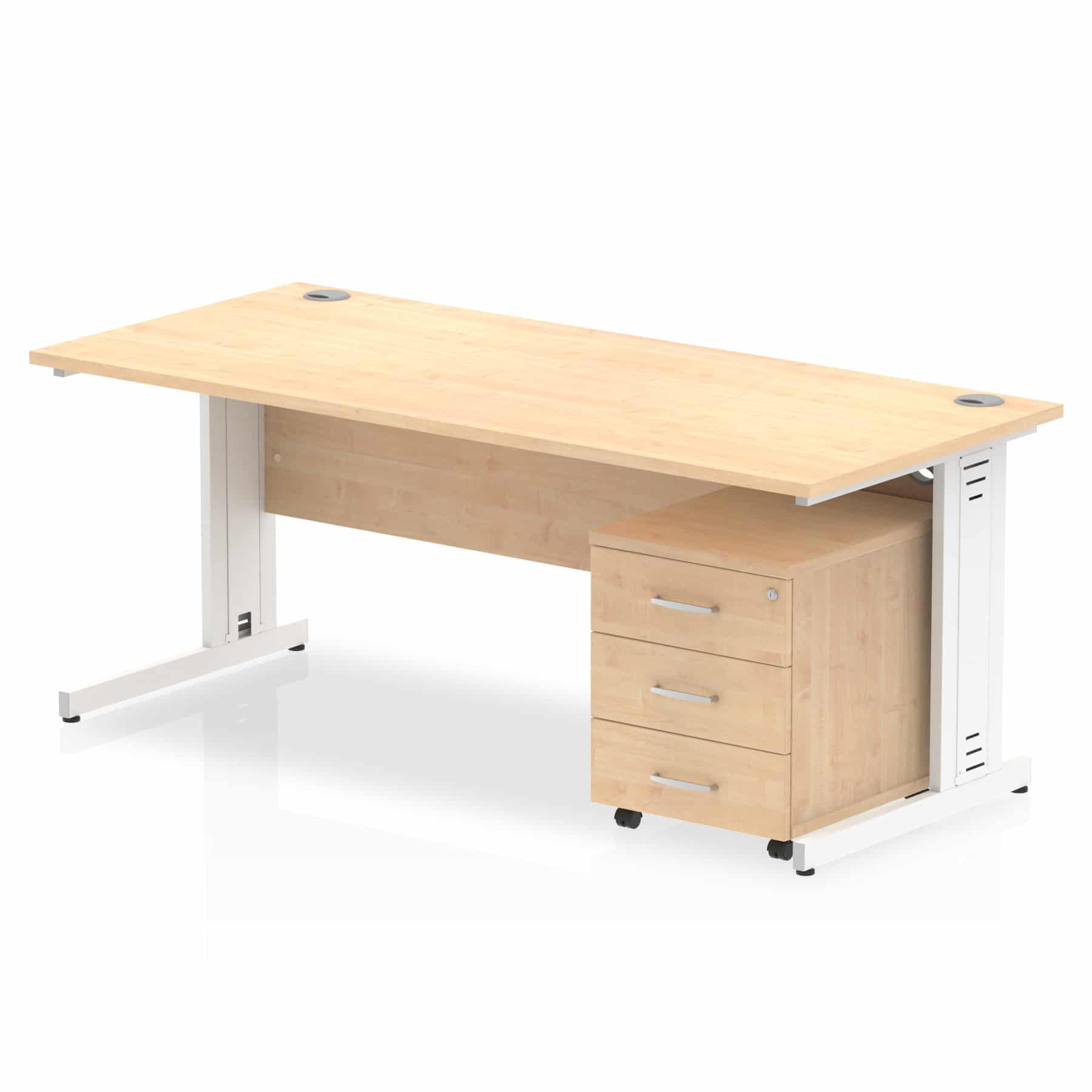 Impulse 1800mm Cable Managed Straight Desk With Mobile Pedestal - Image 12