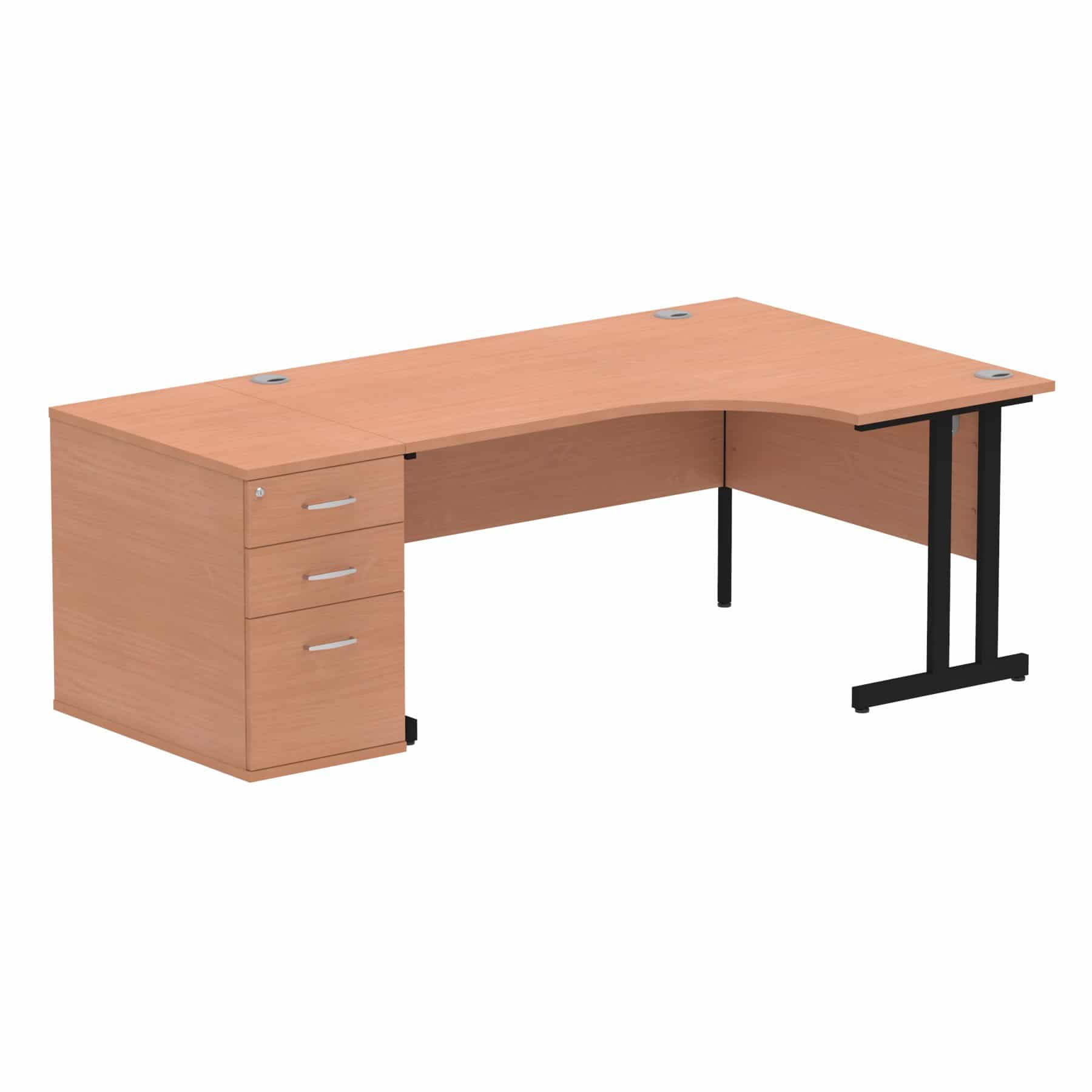 Impulse 1600mm Cantilever Right Crescent Desk Workstation - Image 4