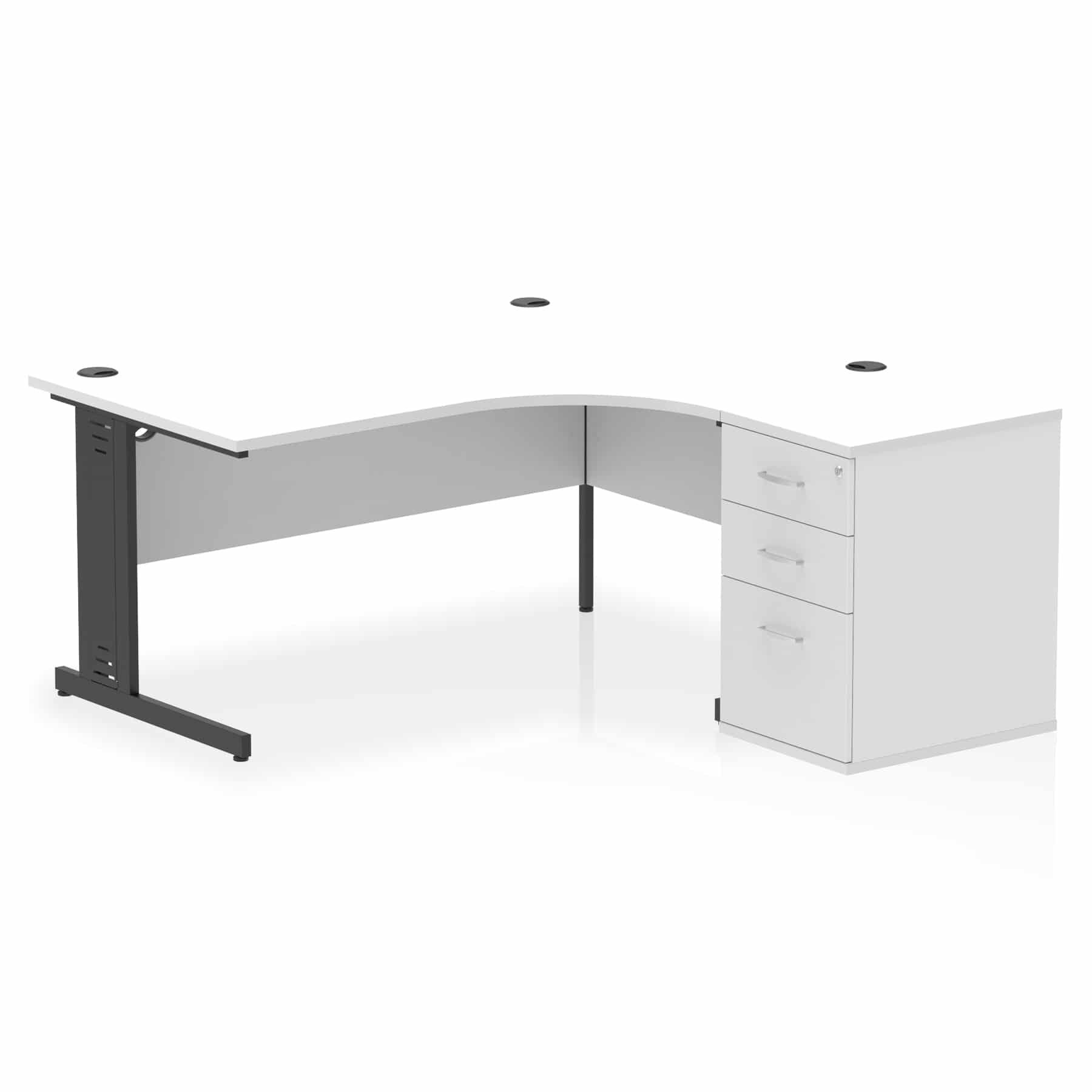 Impulse 1600mm Cable Managed Right Crescent Desk Workstation - Image 31